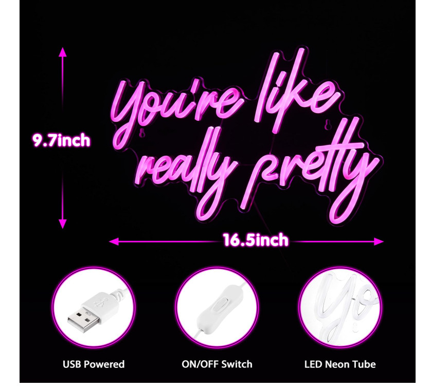 You’re Like Really Pretty Pink Neon Sign Wall Decor Girls Bedroom Party Gift