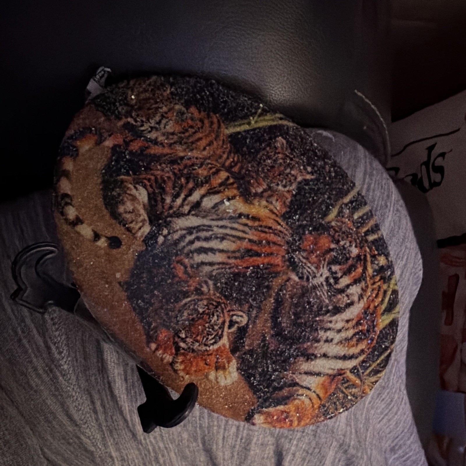 Tiger Decorative Wall Plaque, Round Rustic Resin Animal Print, Mounted