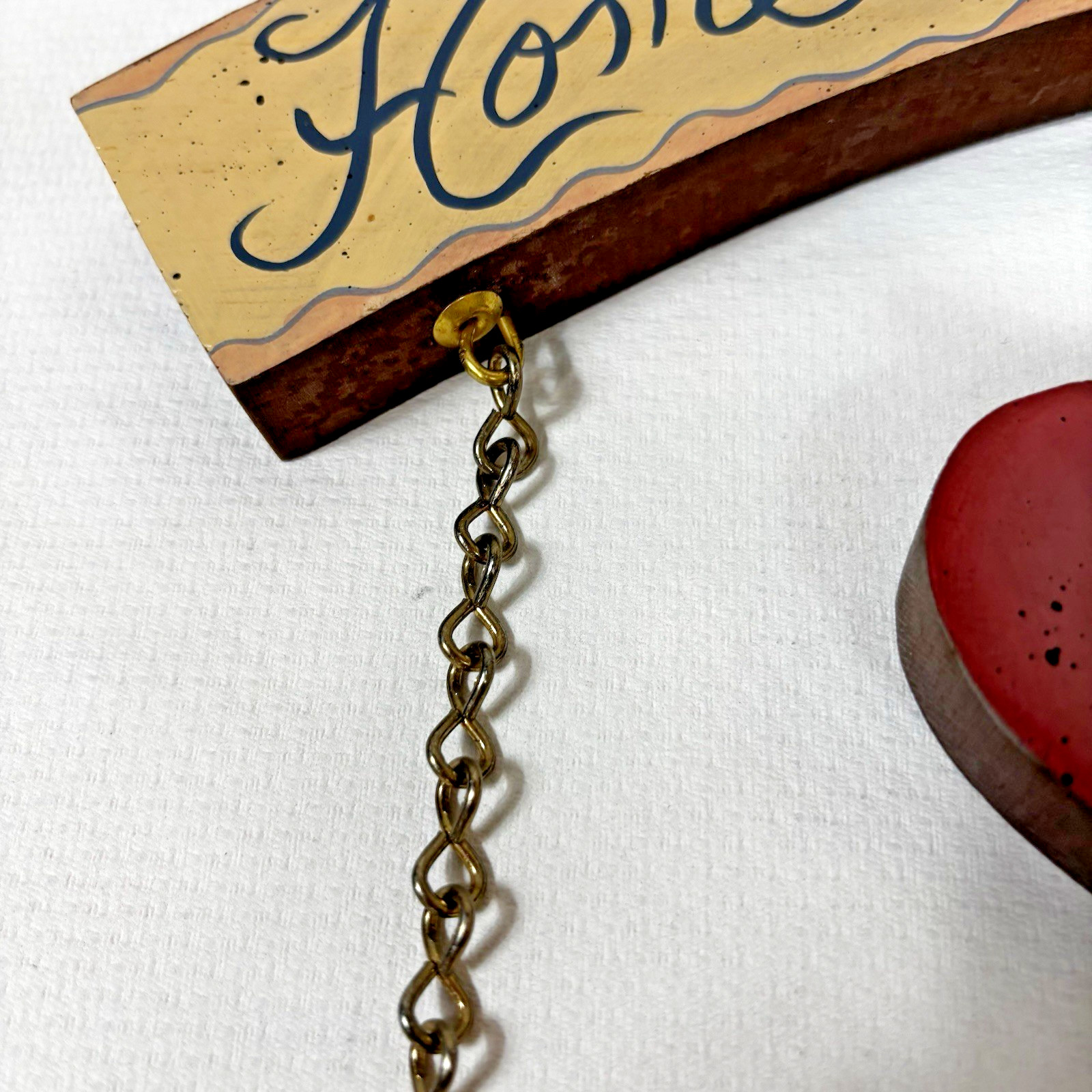 Vintage Folk Art “Home Is Where You Hang Your Heart” Wood Wall Hanging Decor