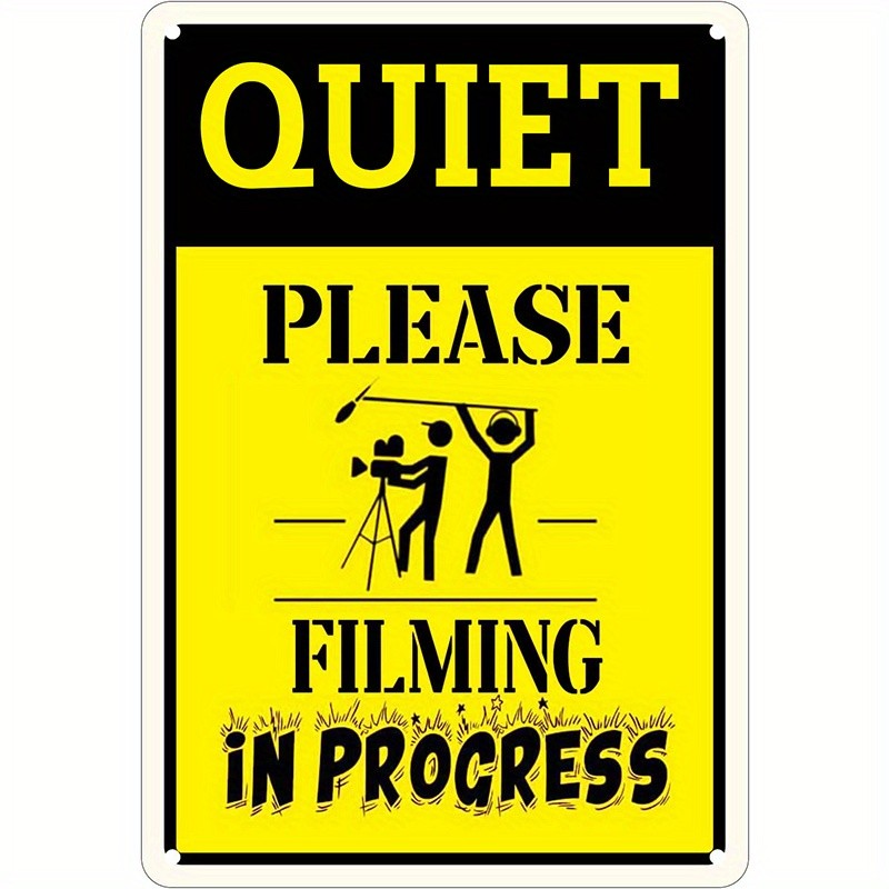 Filming In Progress Quiet Sign Retro Film/Content Creation Wall Art Decoration