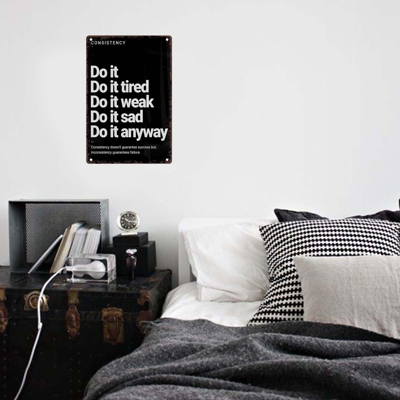 Do It Anyway Vintage Sign, Metal Motivational Wall Art for 12×8 inches, black