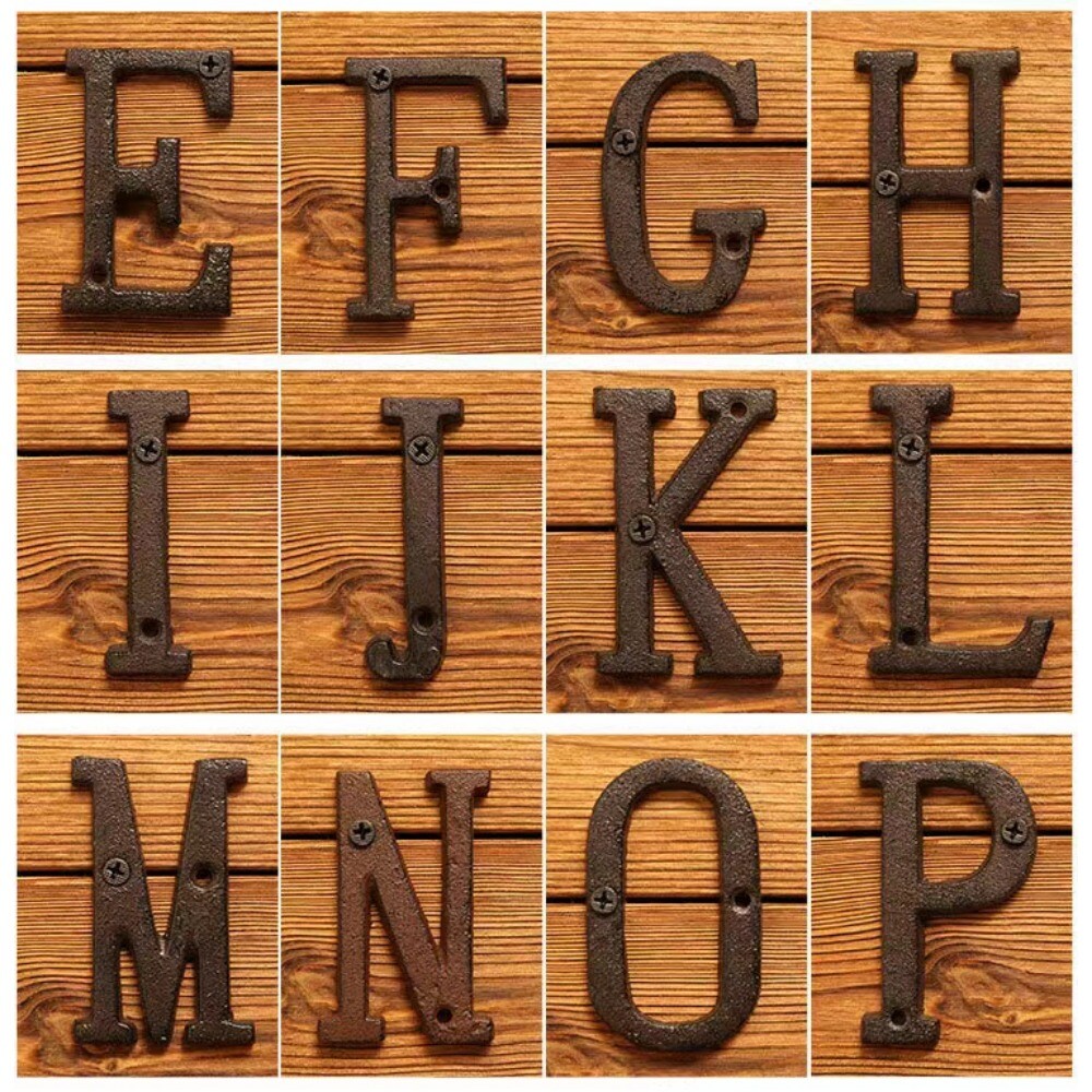 Cast Wrought Iron Black Antique Xmas House Door Alphabet Letters and Numbers US