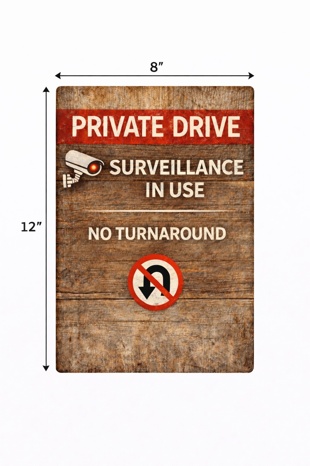 Rustic Private Drive Sign – Surveillance In Use No Turnaround 8×12 Aluminum