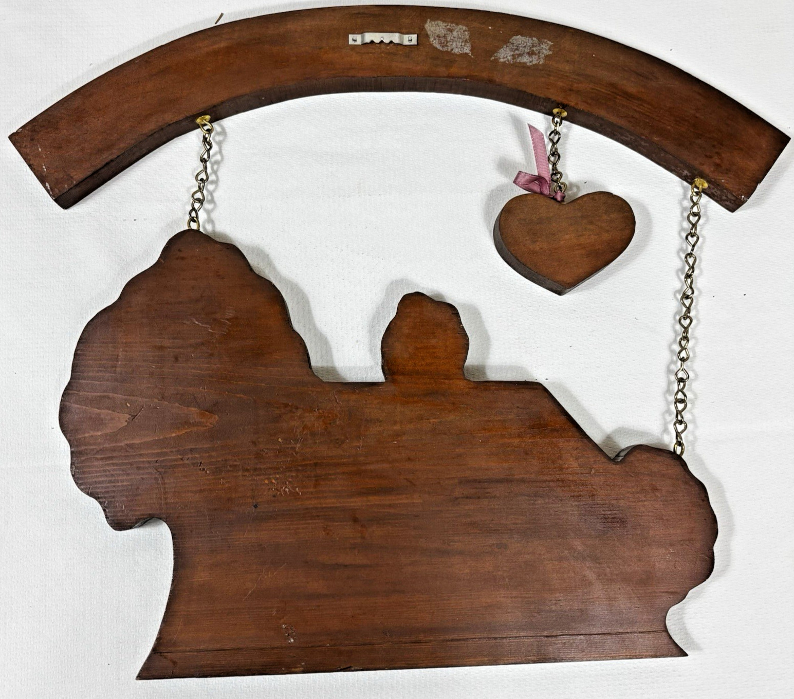 Vintage Folk Art “Home Is Where You Hang Your Heart” Wood Wall Hanging Decor