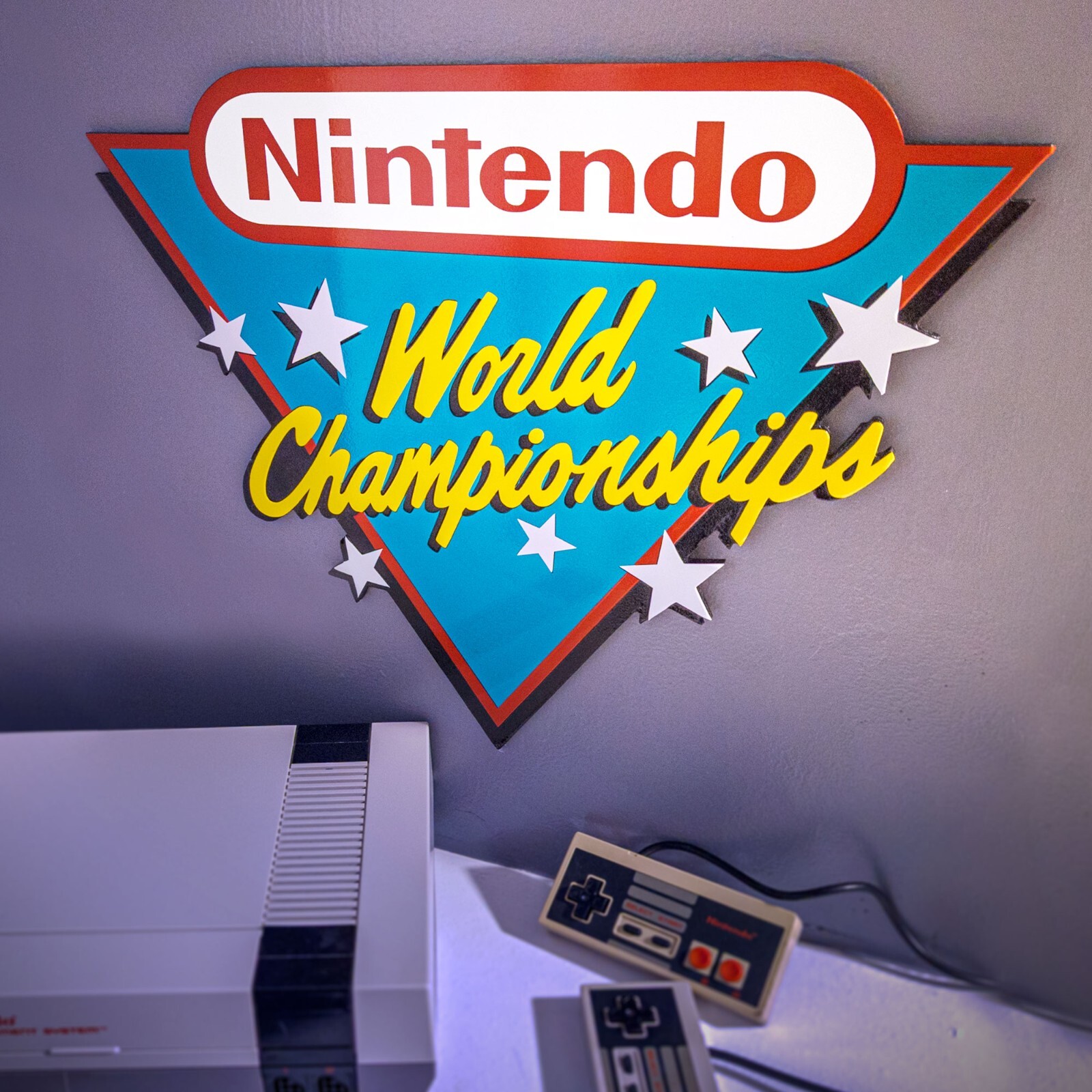 Large Engraved “Nintendo World Championships” Sign Wall Art Video Game Decor