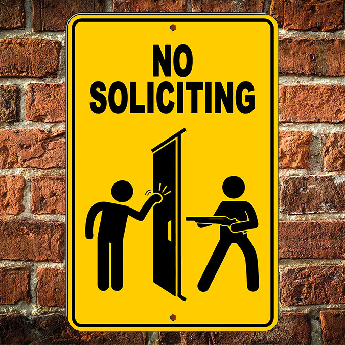 No Soliciting Sign Trespassers Will Be Shot Keep Out Do Not Enter Warning decal