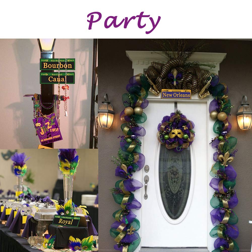Mardi Gras Decorations 8 Set, Duplex Printed New Orleans Street Signs with 8x…
