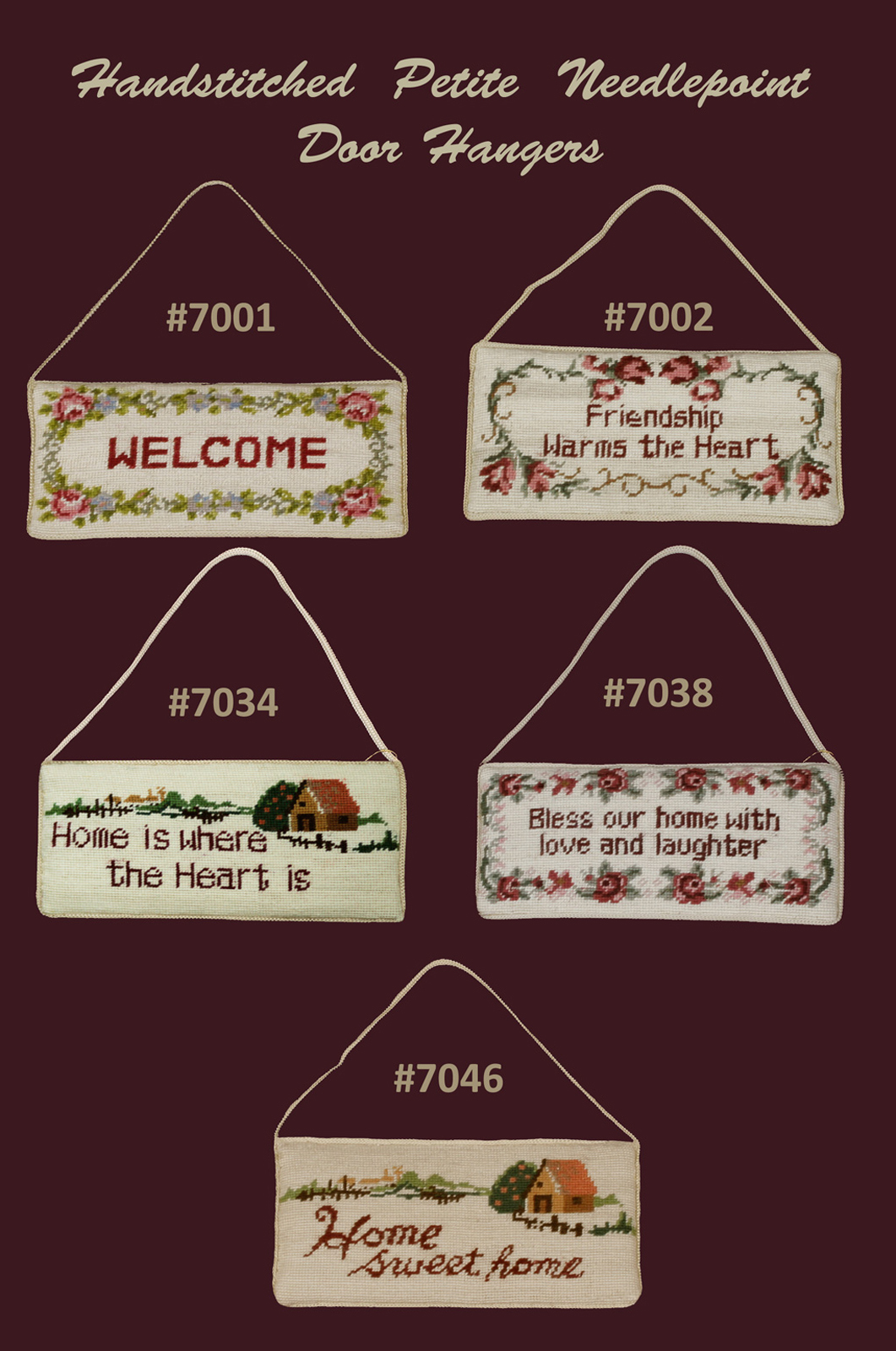 Handmade Needlepoint Door Hanger Sign Different Style Creative Linens Home Decor