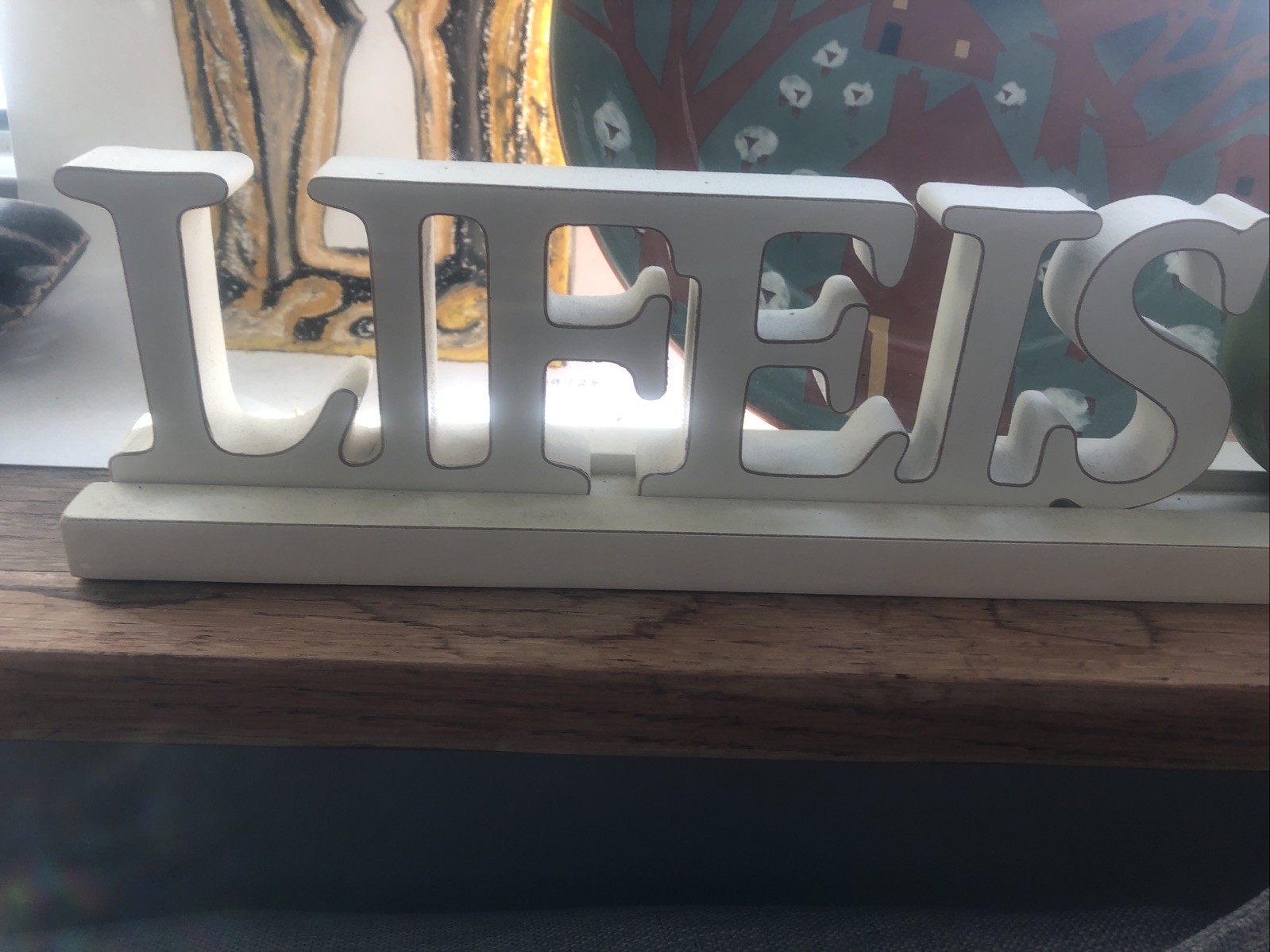 Life Is Good Wood Sign NWT Ivory/ Green