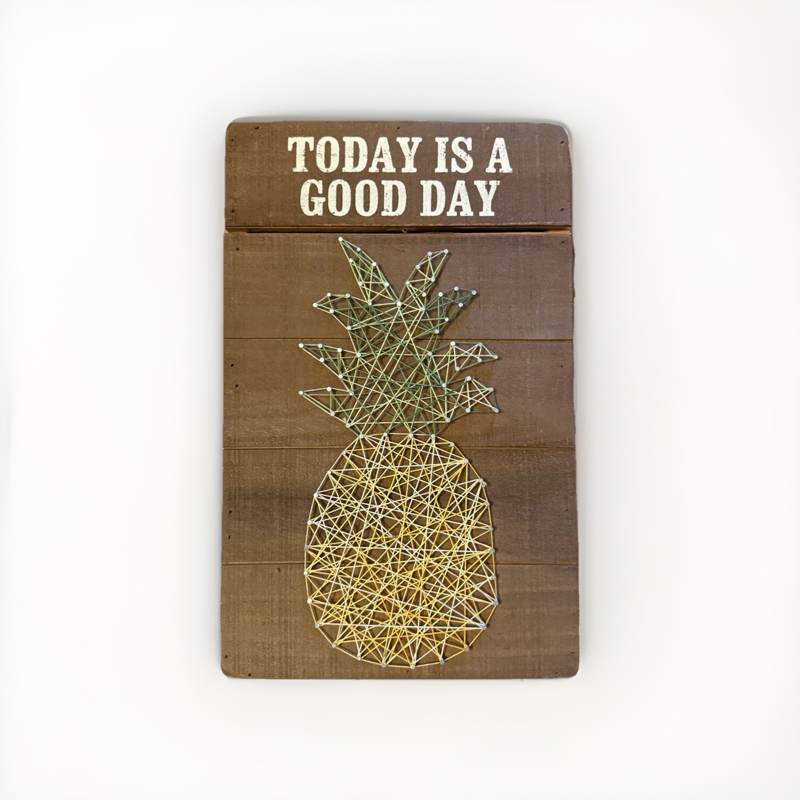 Design by Kathy“Today Is A Good Day”Pineapple StringArt Box Sign On Wooden Plank