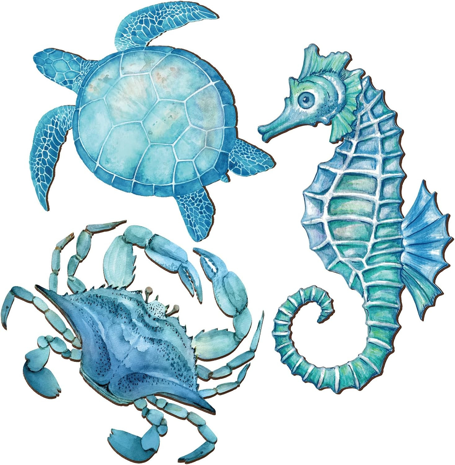 3 Pcs Summer Coastal Wall Decor Bathroom Beach Blue Wall Art Sea Turtle Surfboar