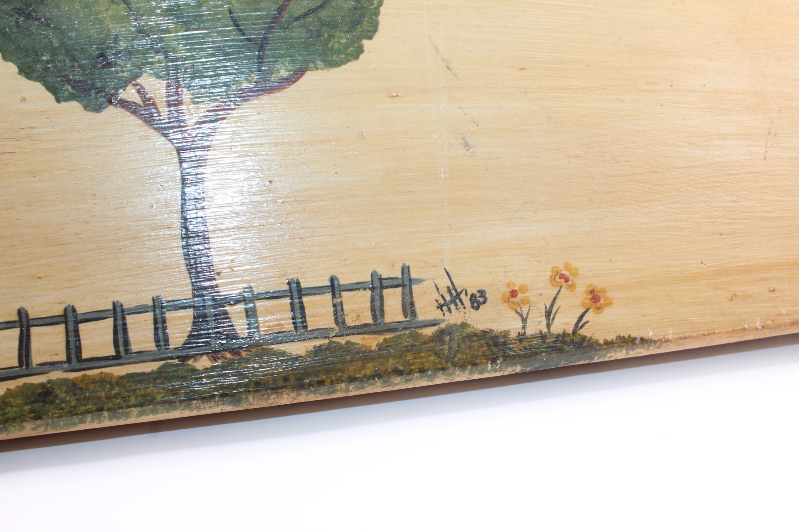 Vintage WELCOME FRIENDS Handcrafted Wood Arched Hand Painted House Sign Plaque