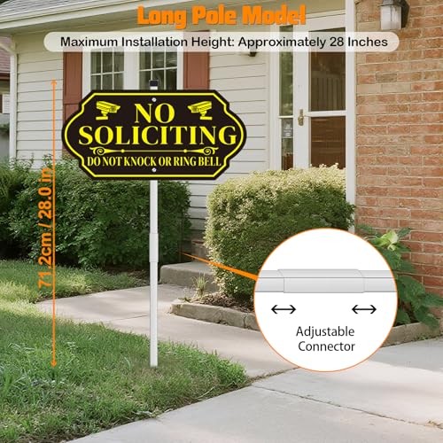 No Soliciting Aluminum Yard Sign 14×7 with 28″ Adjustable Stake