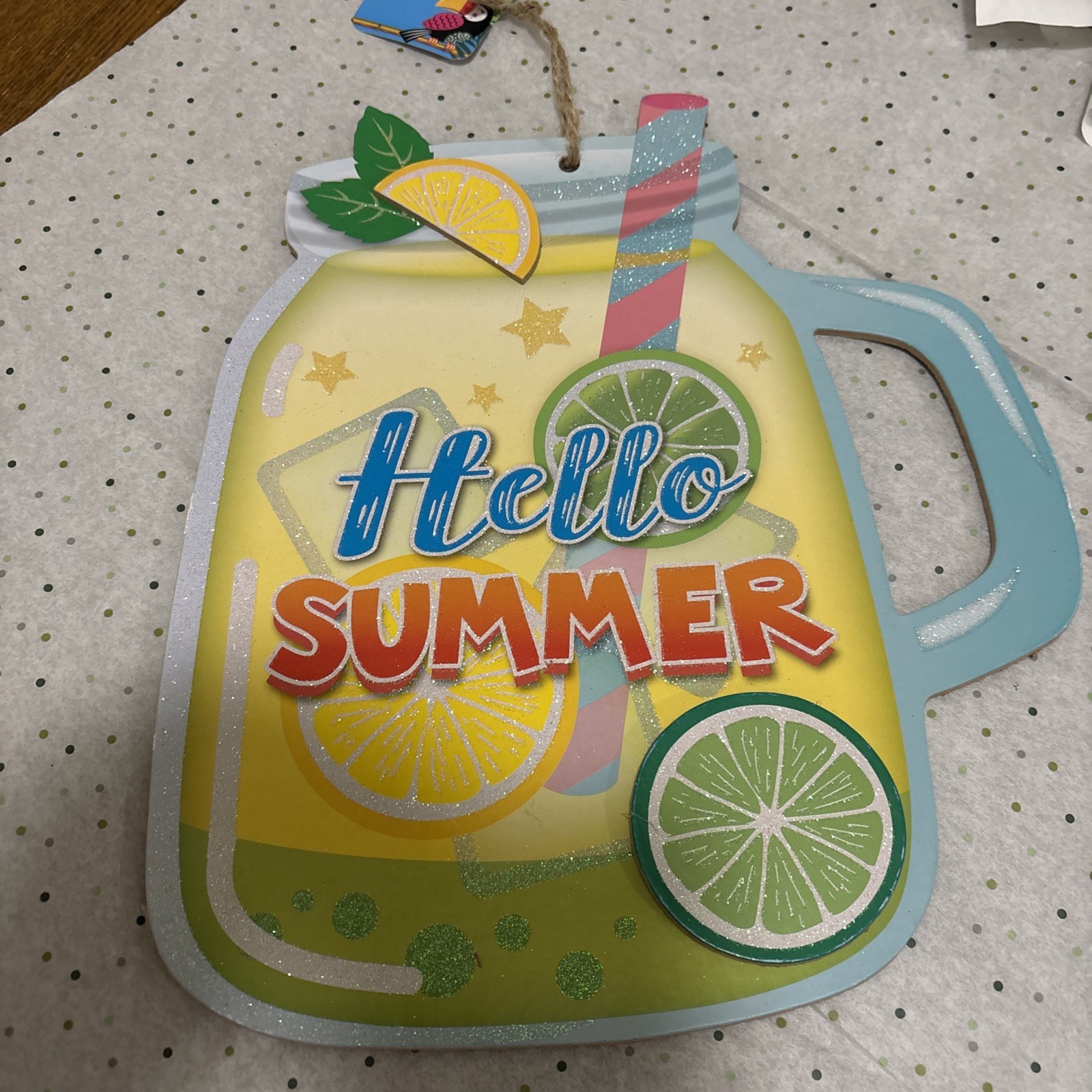Hello Summer Lemonade Cup Wood Sign New Medium