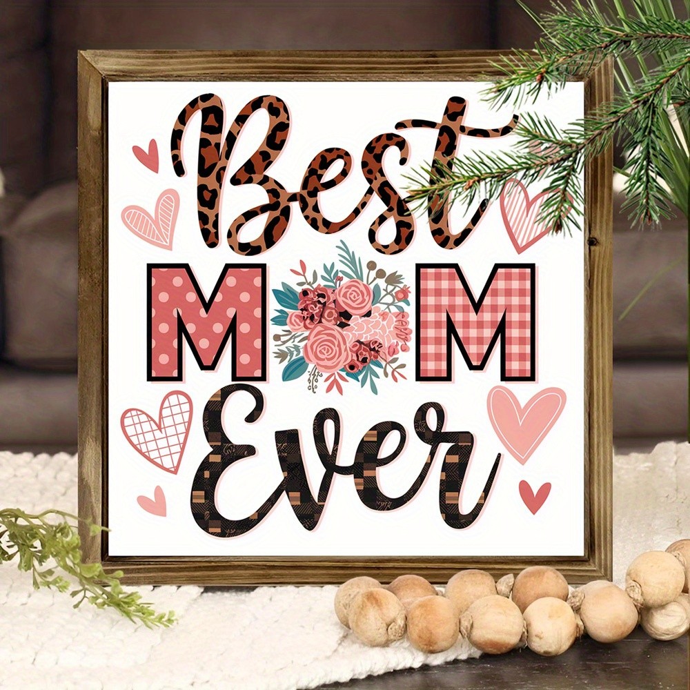 Best Mom Ever Leopard Floral Wooden Plaque Mother’s Day Mom Gift Wall Decoration