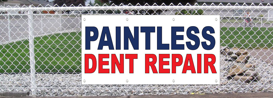 Paintless Dent Repair Blue Red 13 Oz Vinyl Banner Sign With Grommets