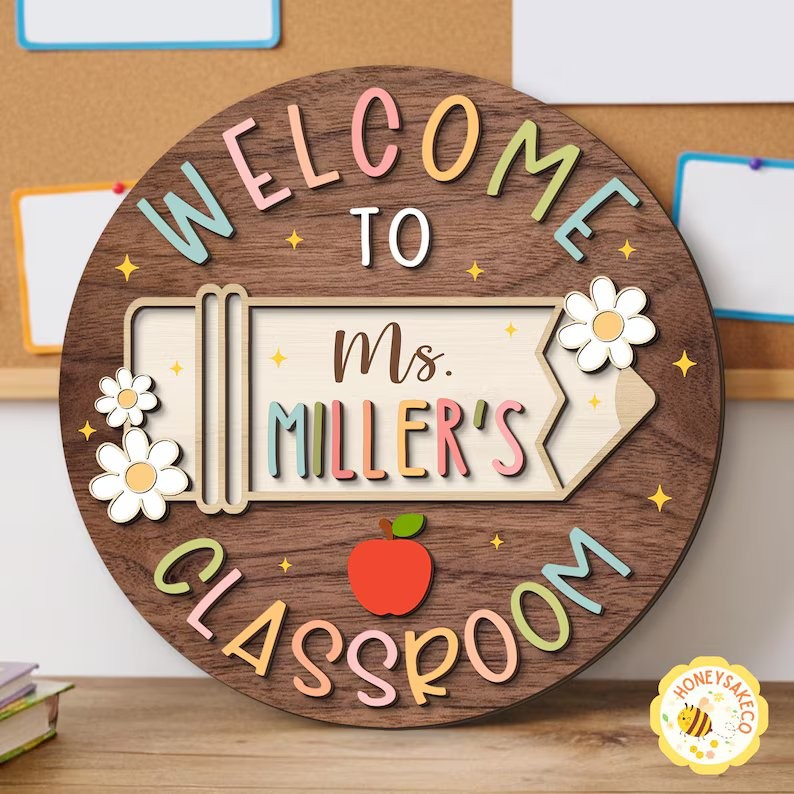 Personalized Teacher Name Door Sign, Teacher Appreciation Classroom Decor