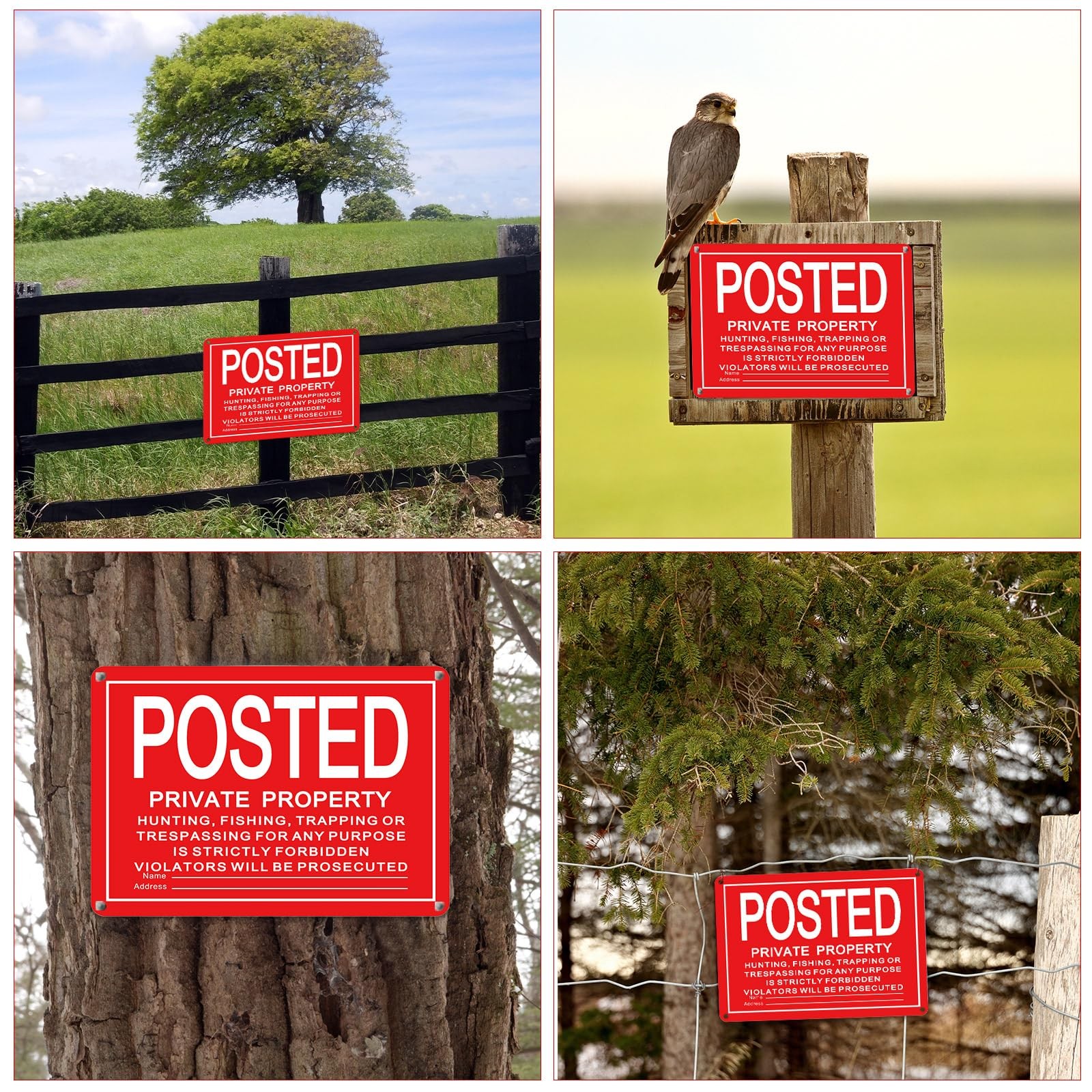 8PCS No Trespassing Private Property Signs 10×7 Metal Aluminum Outdoor Red