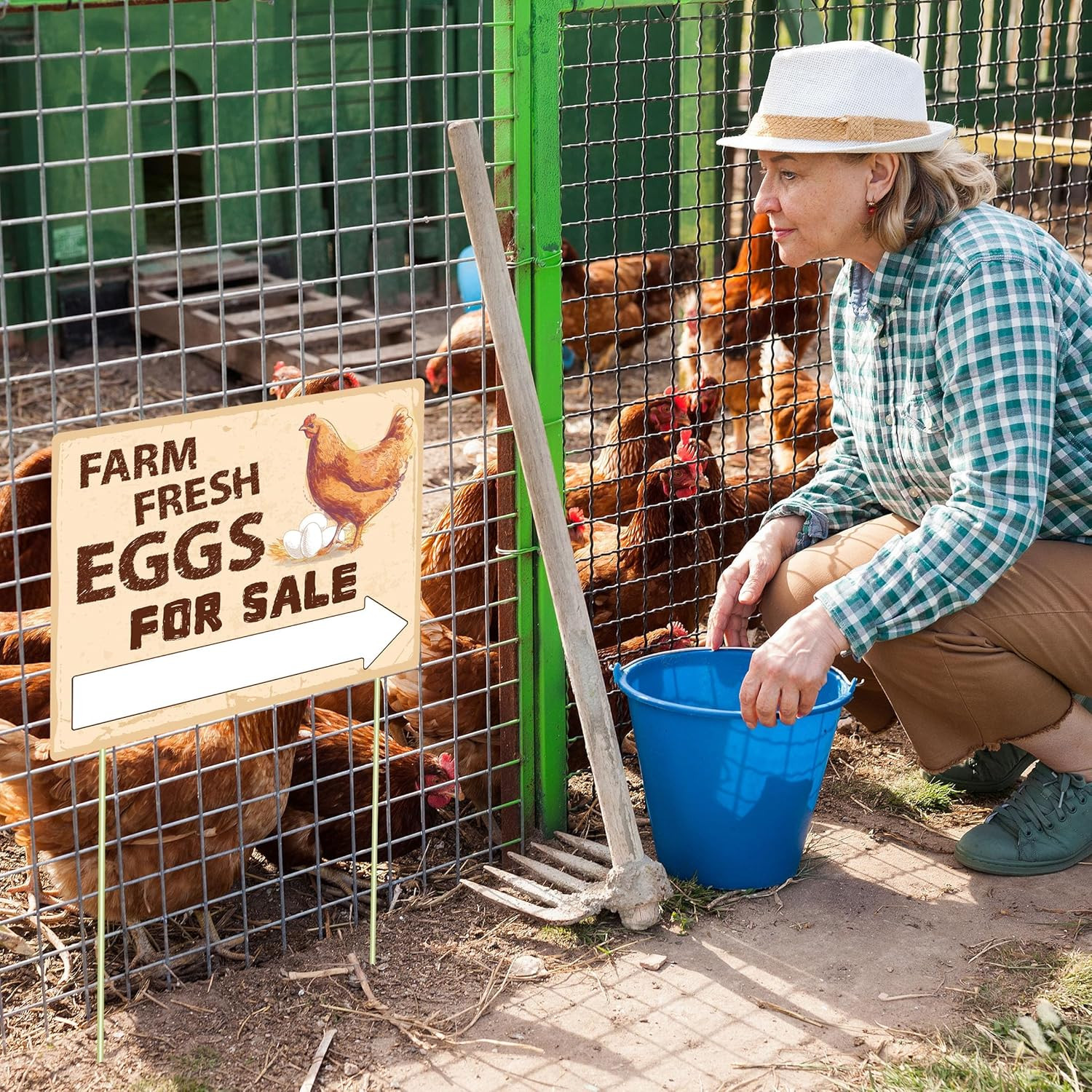 Farm Fresh Eggs Sign Double Sided Corrugated Plastic Yard Stake 3 Pack