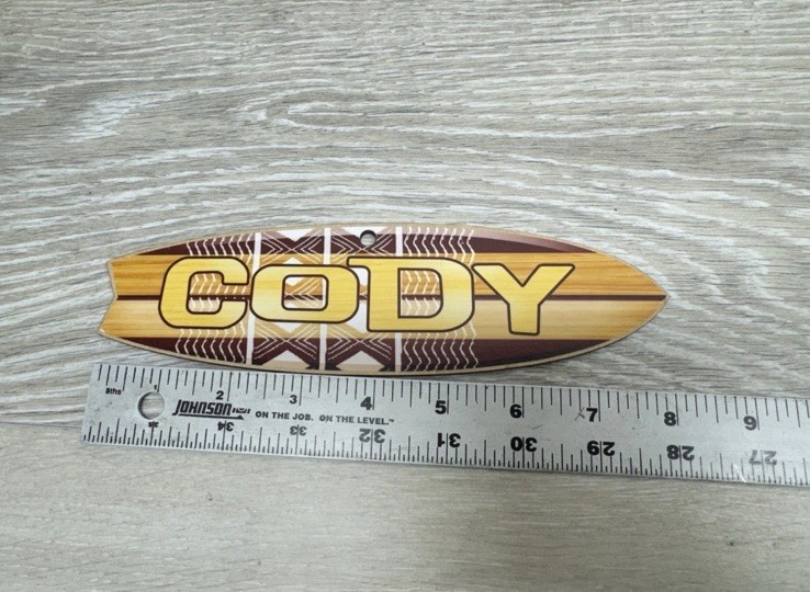 Wood Surfboard Personalized Name Sign 8″ – Pick Your Name! Free Shipping