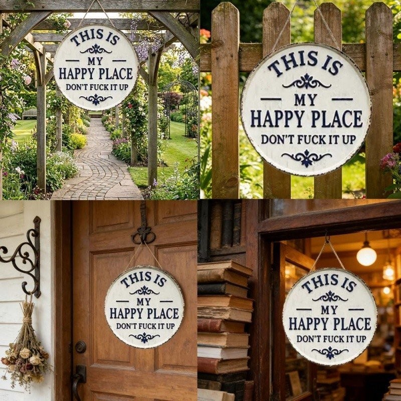 This Is My Happy Place Don’t F It Up Metal Sign Vintage for Home Garden Man Cave