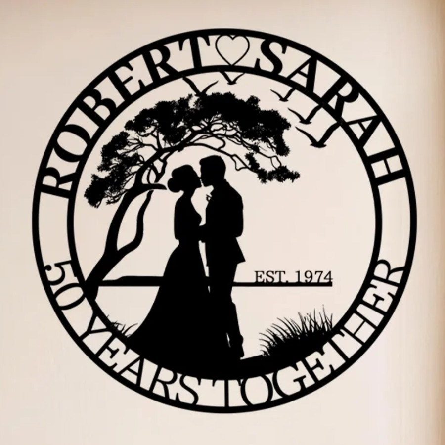 Personalized 50th Anniversary Metal Sign, Custom Couple Wall Art Gift