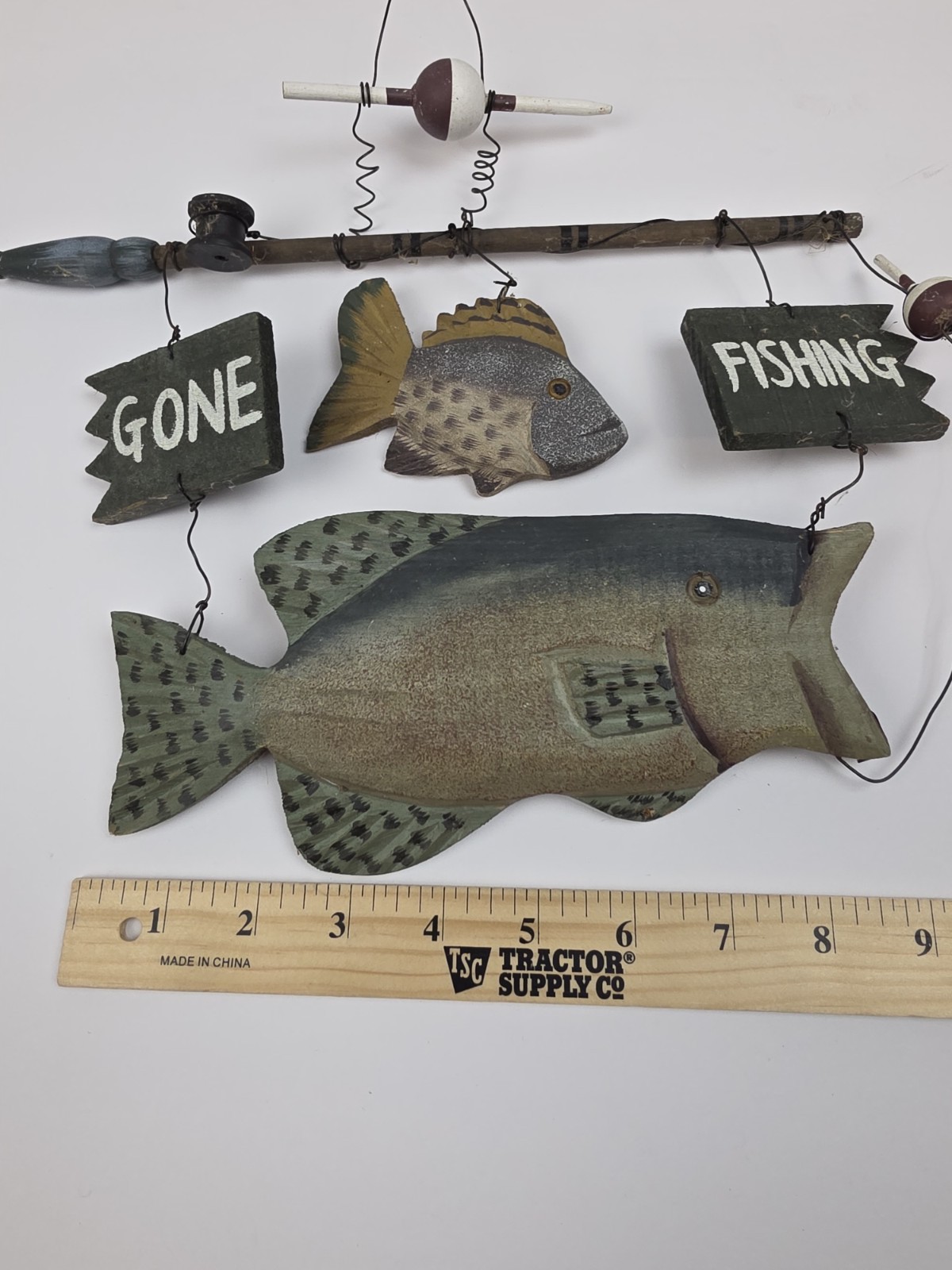 Handmade Wooden Sign Bear Fish Bobber Gone Fishing . Cabin Decor Man Cave.