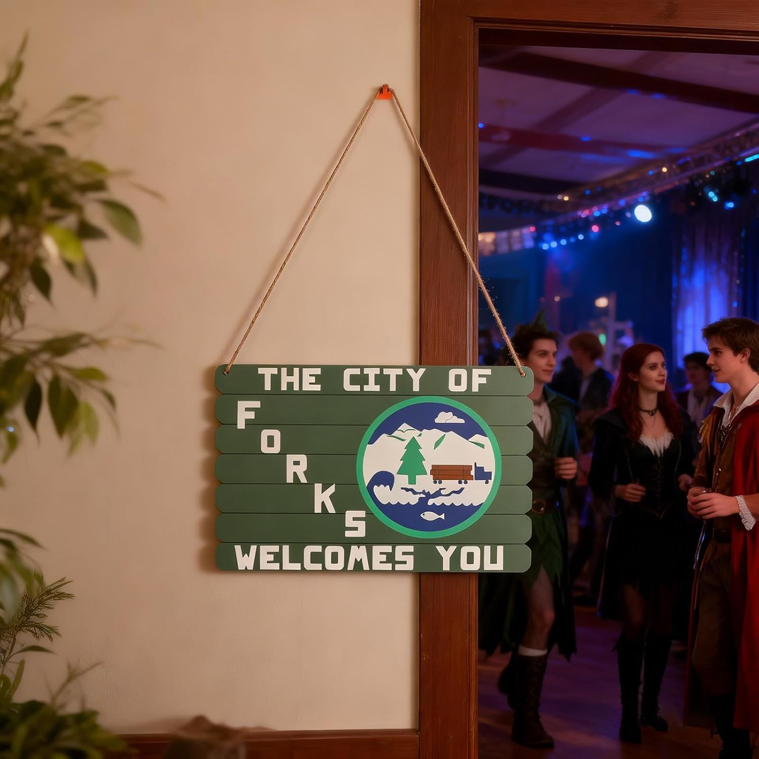 The City of Forks Welcomes You Wood Sign, Twilight Merch Wall Decor, 12X8 Inches