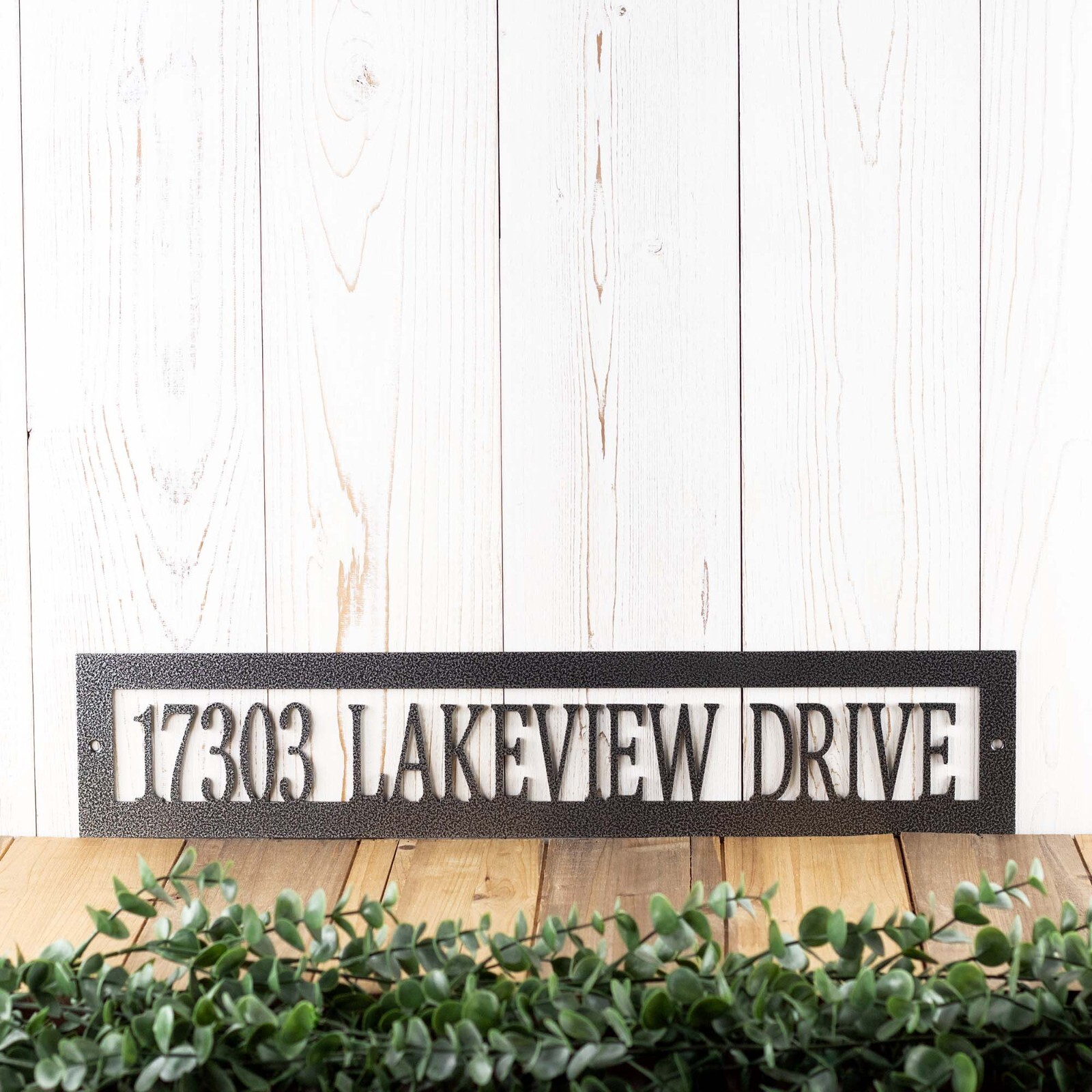 Custom Rectangular Hanging Address Metal Sign, House Number Steel Plaque