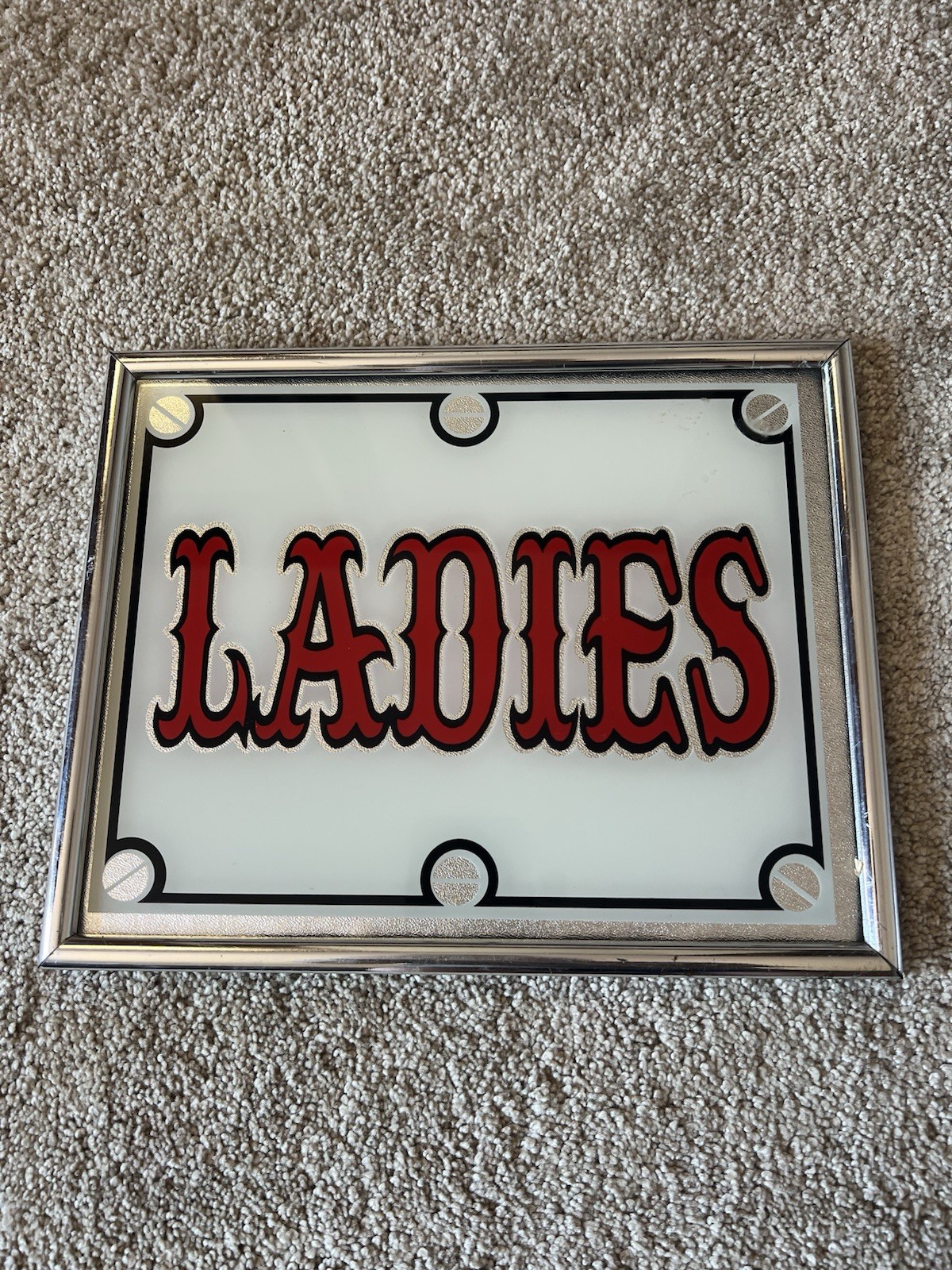 Ladies & Gents Restroom Sign Plaques Set of 2 Vintage Style framed 10by8in