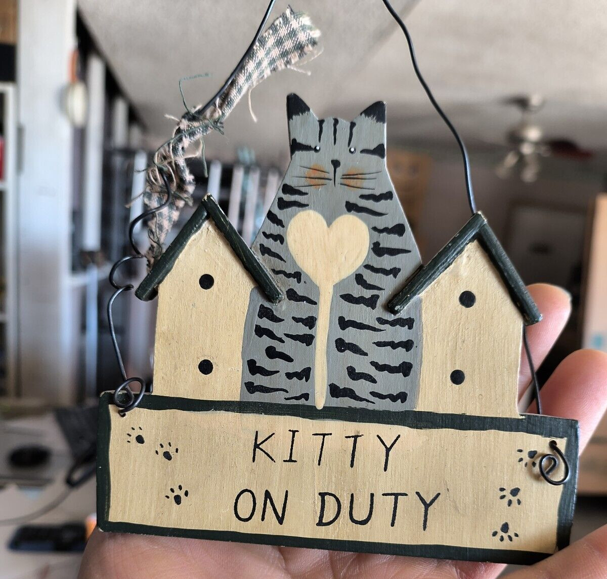 LOT OF 3 CAT FUNNY-FOLK ART WOOD PLACK SIGNS HAND PAINTED CUTE CAT WALL HANGERS