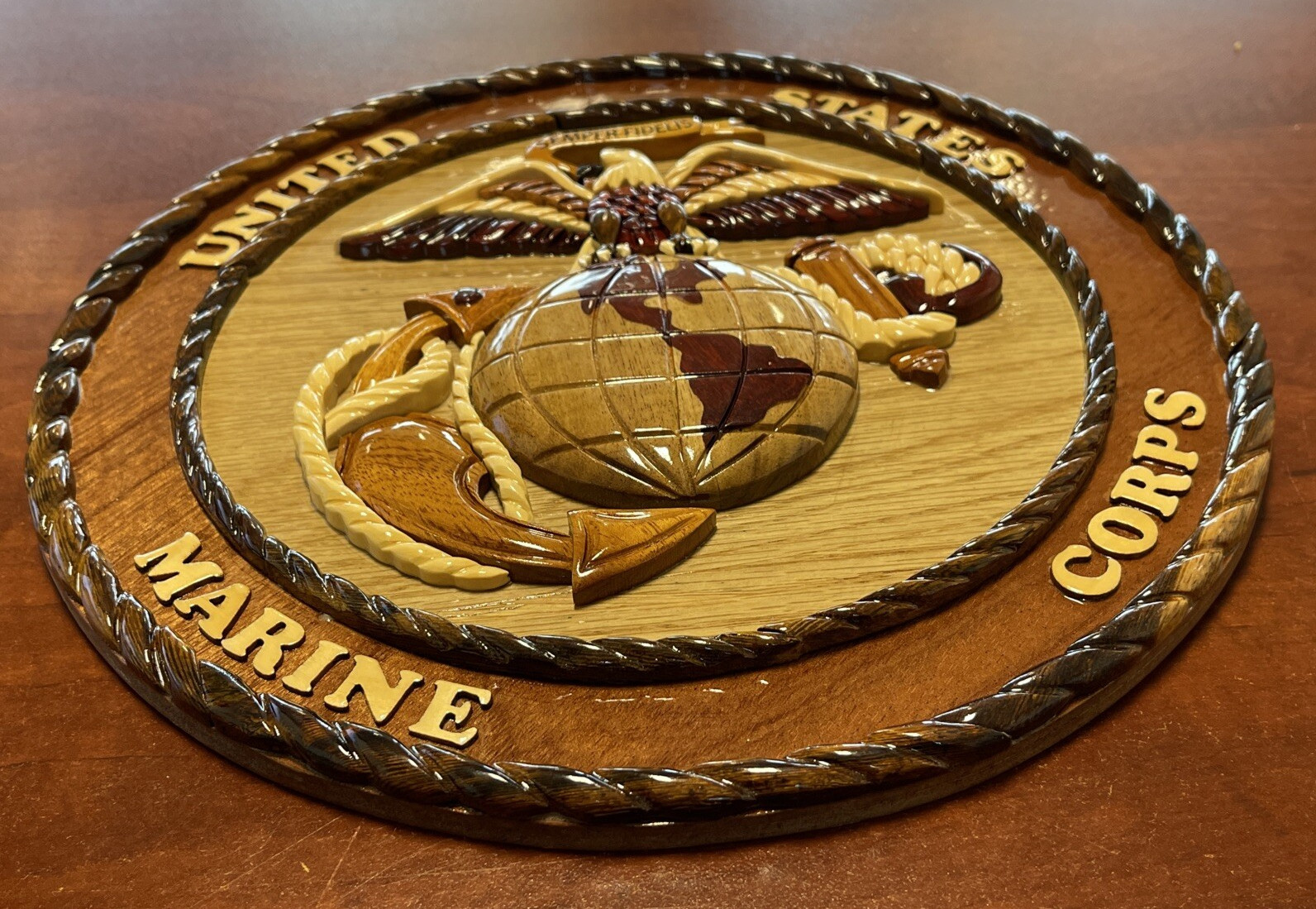 USMC 12”x12” Wood Sign United States Marine Corps Wall Decor New in Box