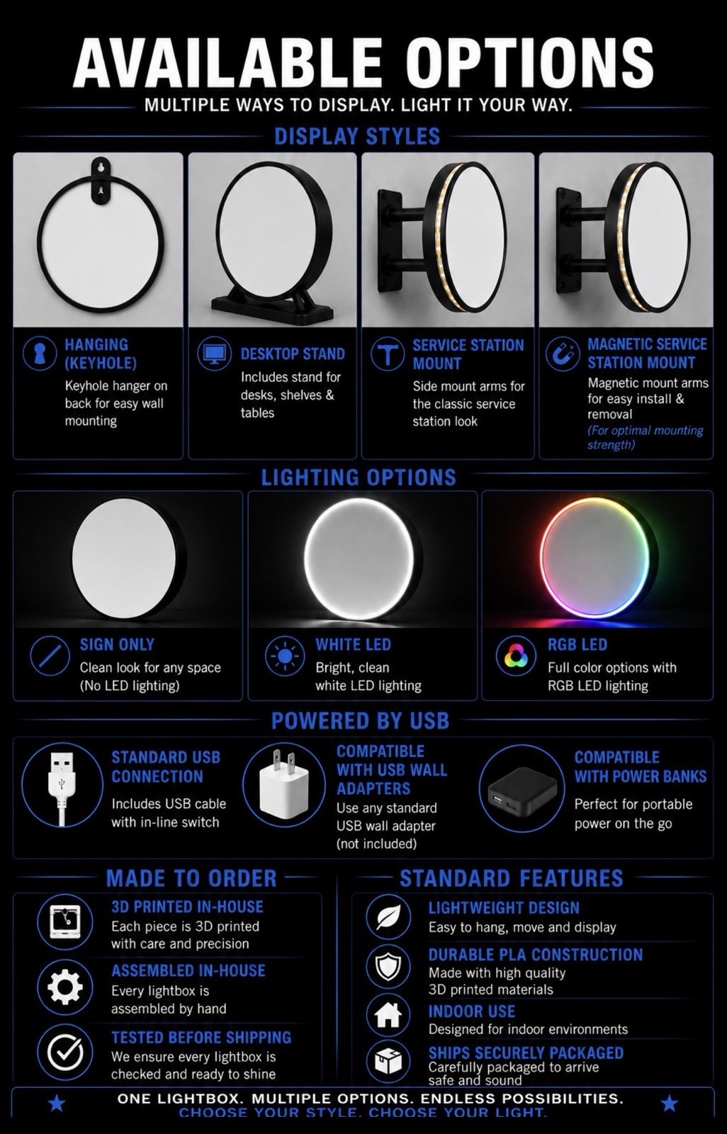Harley-Davidson Motor Oil Round LED Light Box | RGB Option