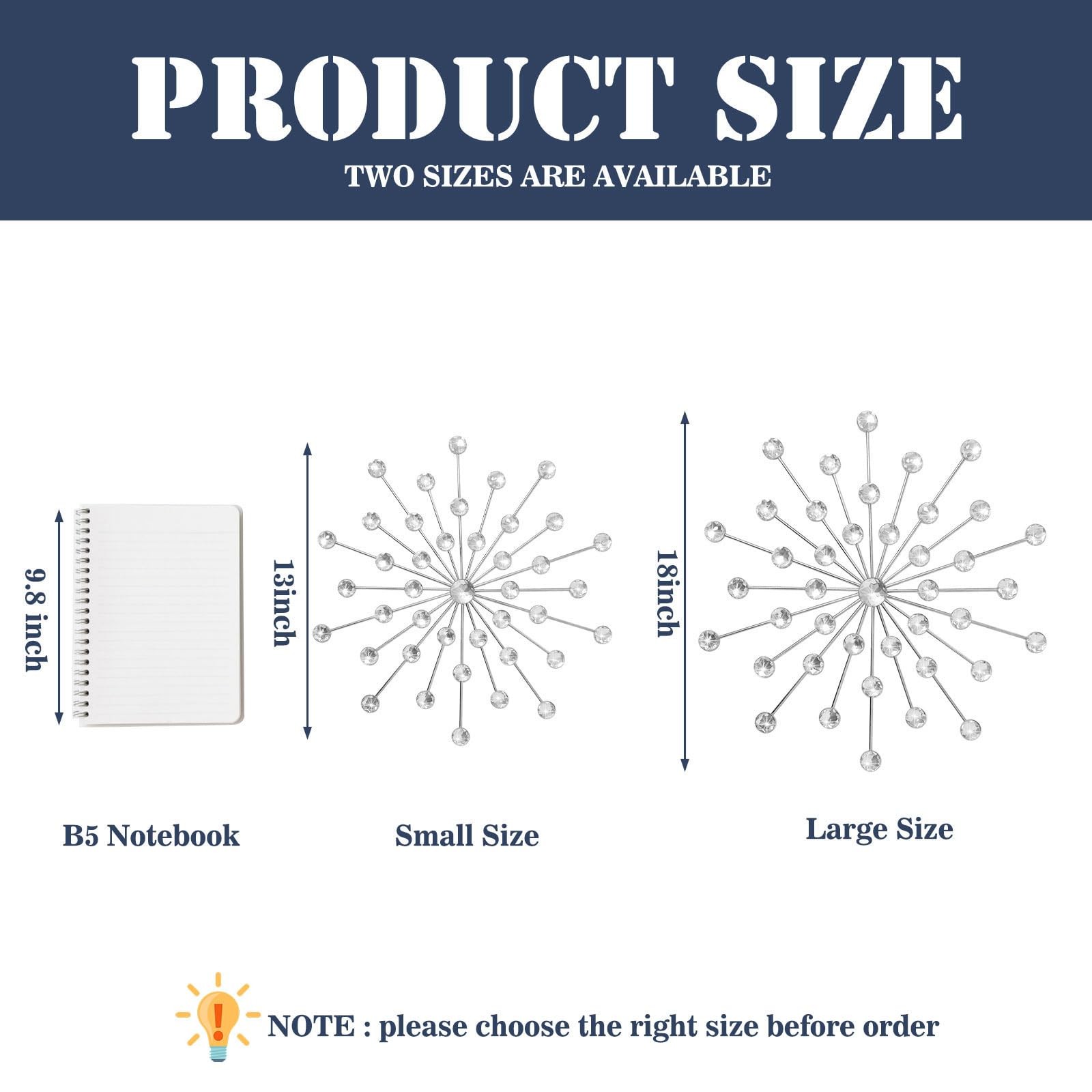 3 Set Silver Starburst Wall Art for Home Decor Metal Bling Crystal Rhinestone…