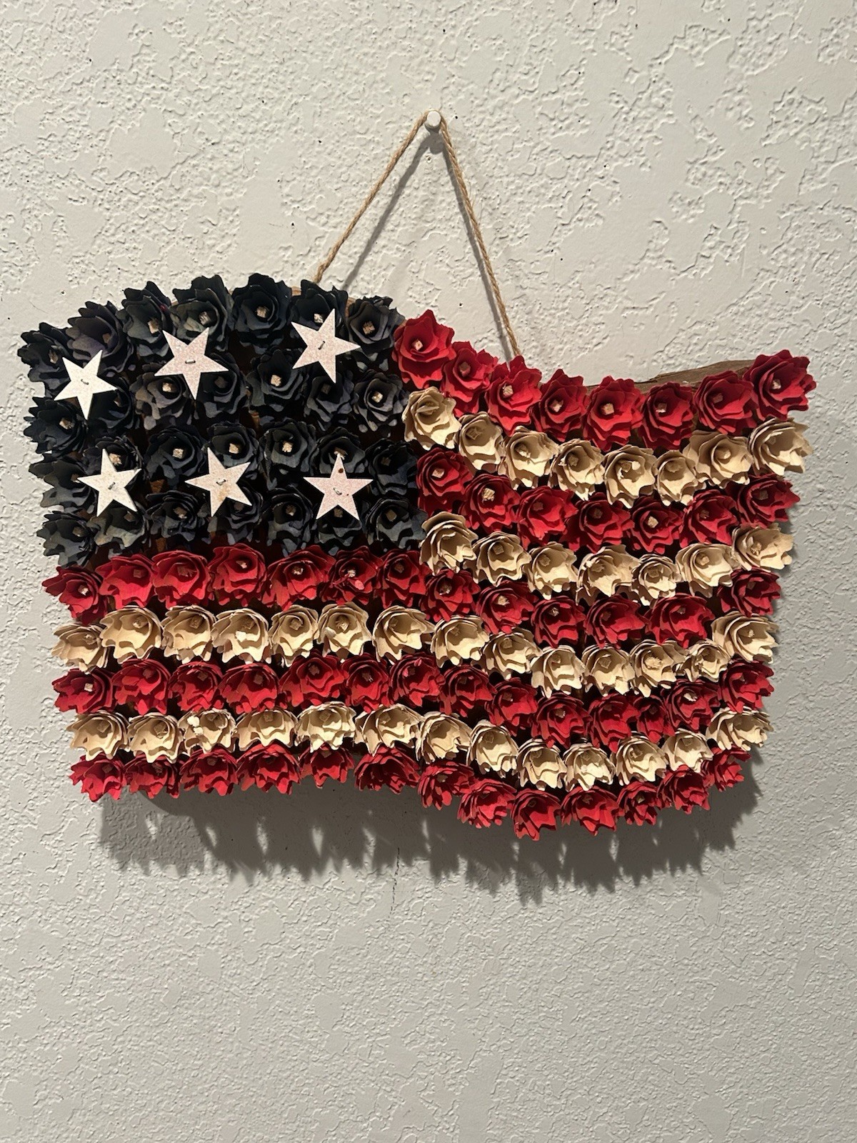 American Flag Floral Woodchip Wall Hanging Decor