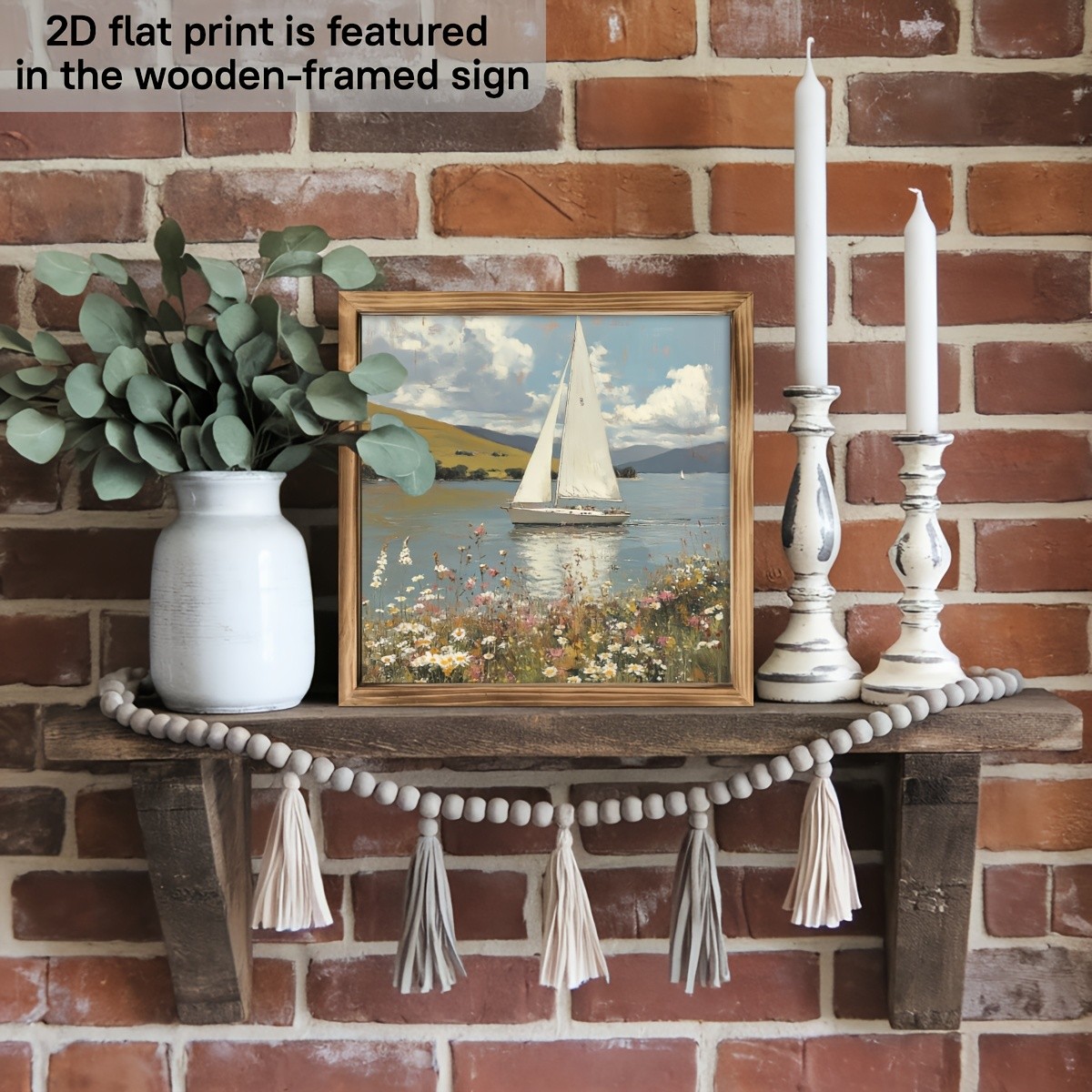 Sailboat Reflection Calm Water Lake Wooden Sign Coastal Nautical Wall Decor Gift