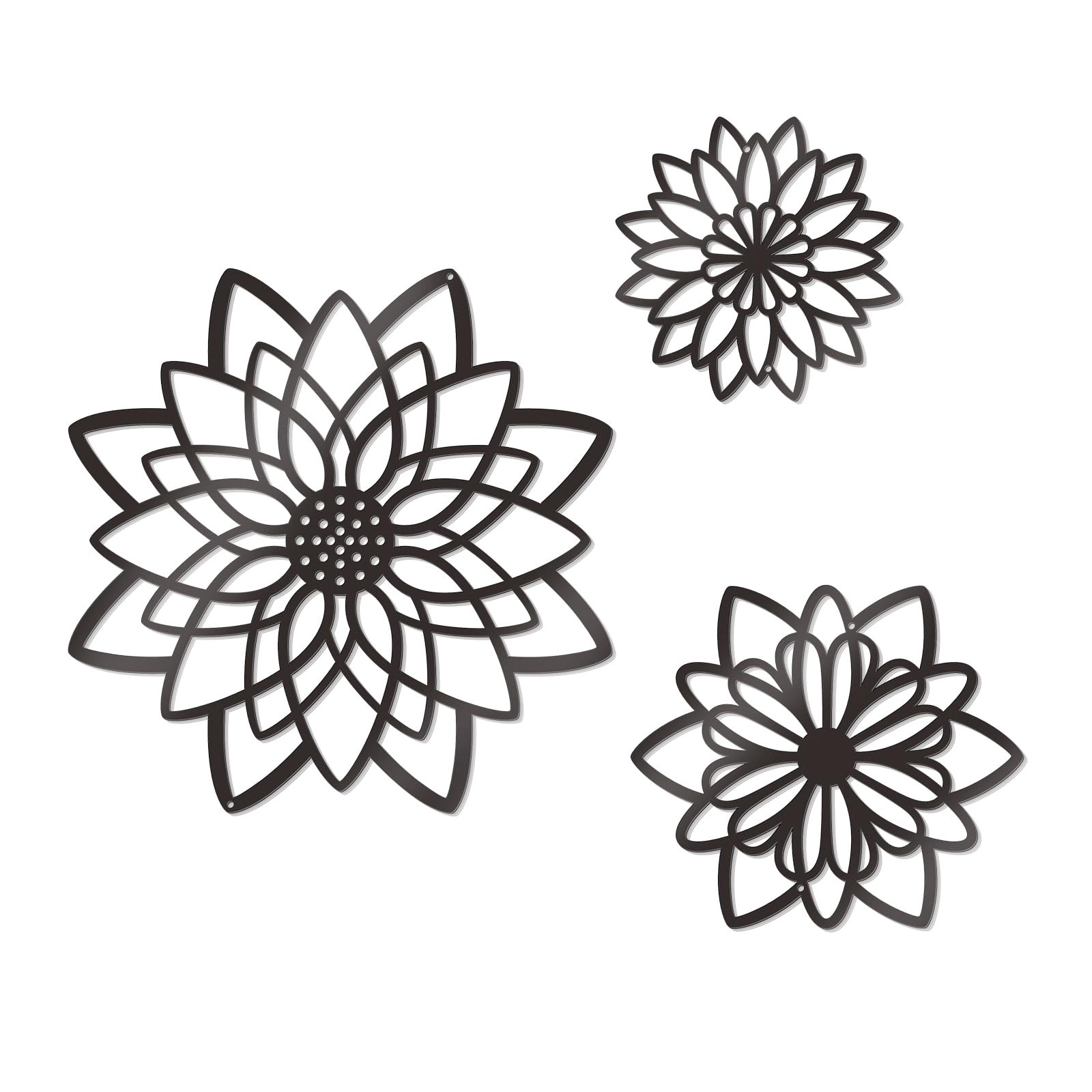 Metal Flowers Wall Art Black Hanging Decor For Bathroom Living Room Farmhouse