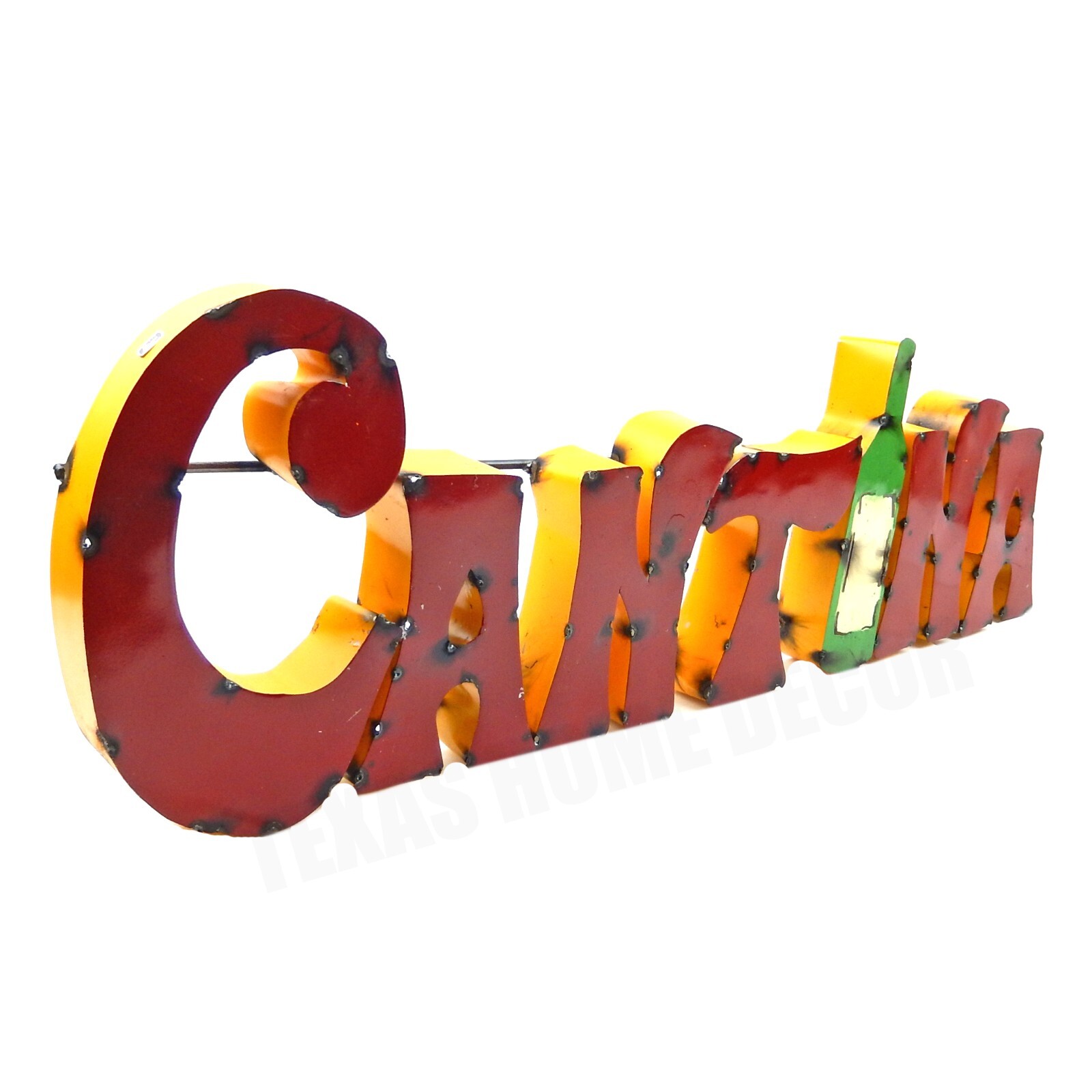 XL Cantina Recycled Metal Sign Colorful Mexican Bar Kitchen Wall Decor 26.5 in