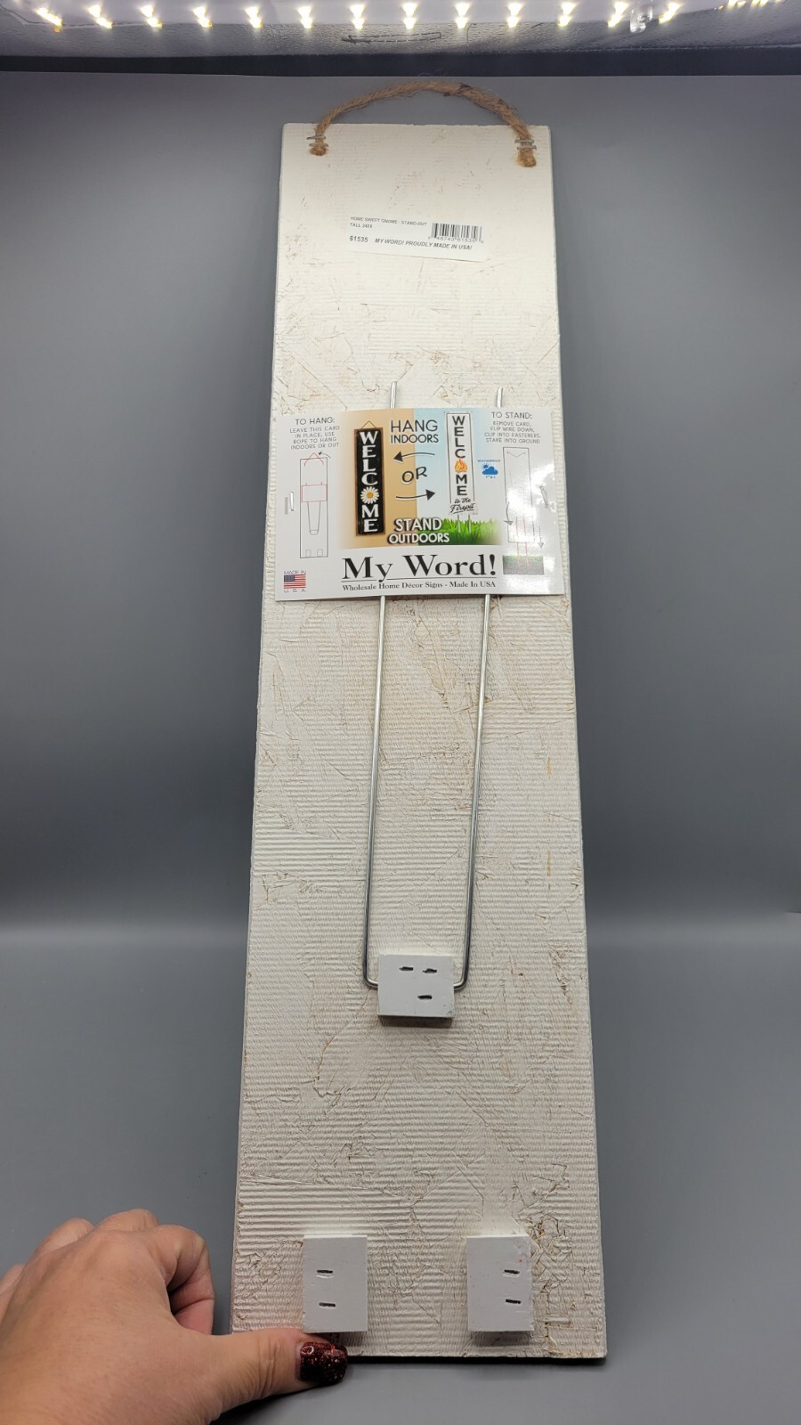 Myword! Stand Out Tall Hanging Standing Sign “Home Sweet Gnome” 24″x6″
