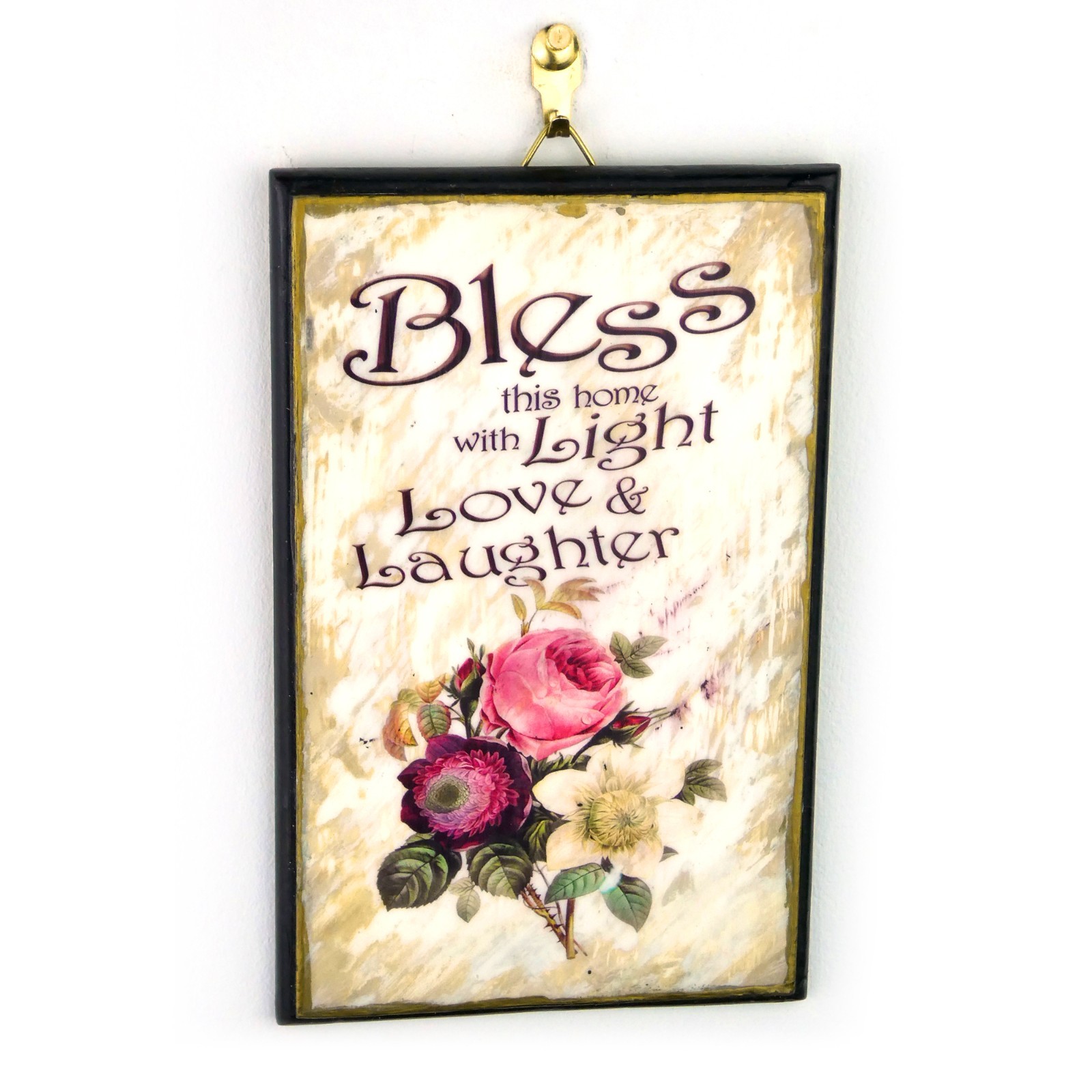 Handmade Wooden Wall Art “Bless This Home” Floral Sign – Gift for Mom