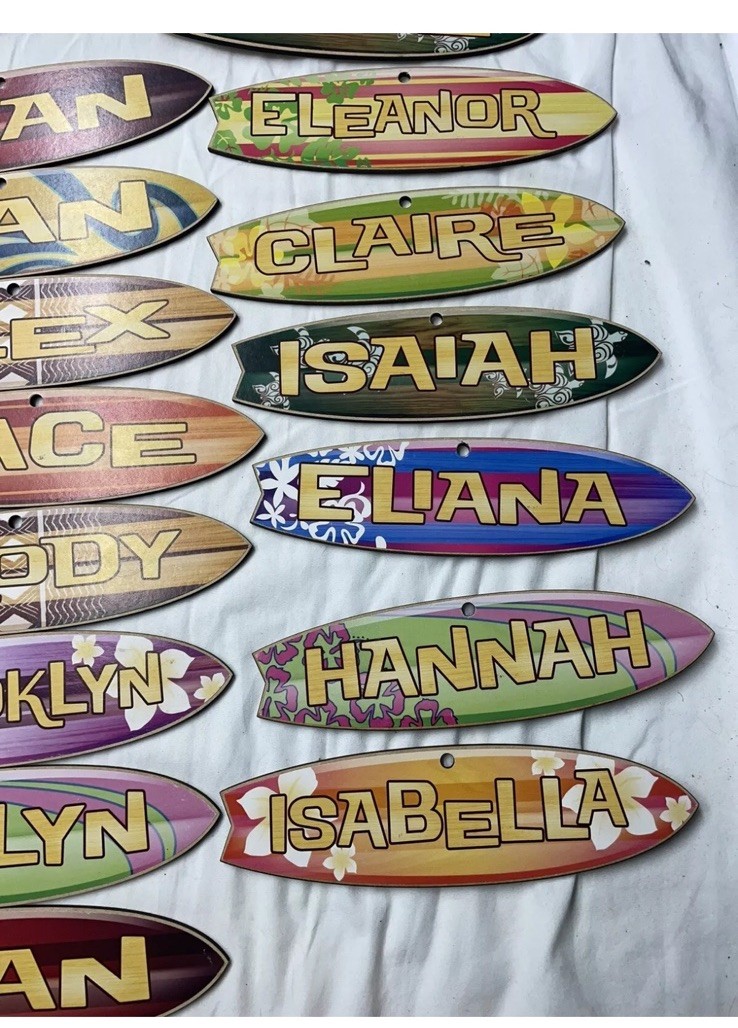 Wood Surfboard Personalized Name Sign 8″ – Pick Your Name! Free Shipping