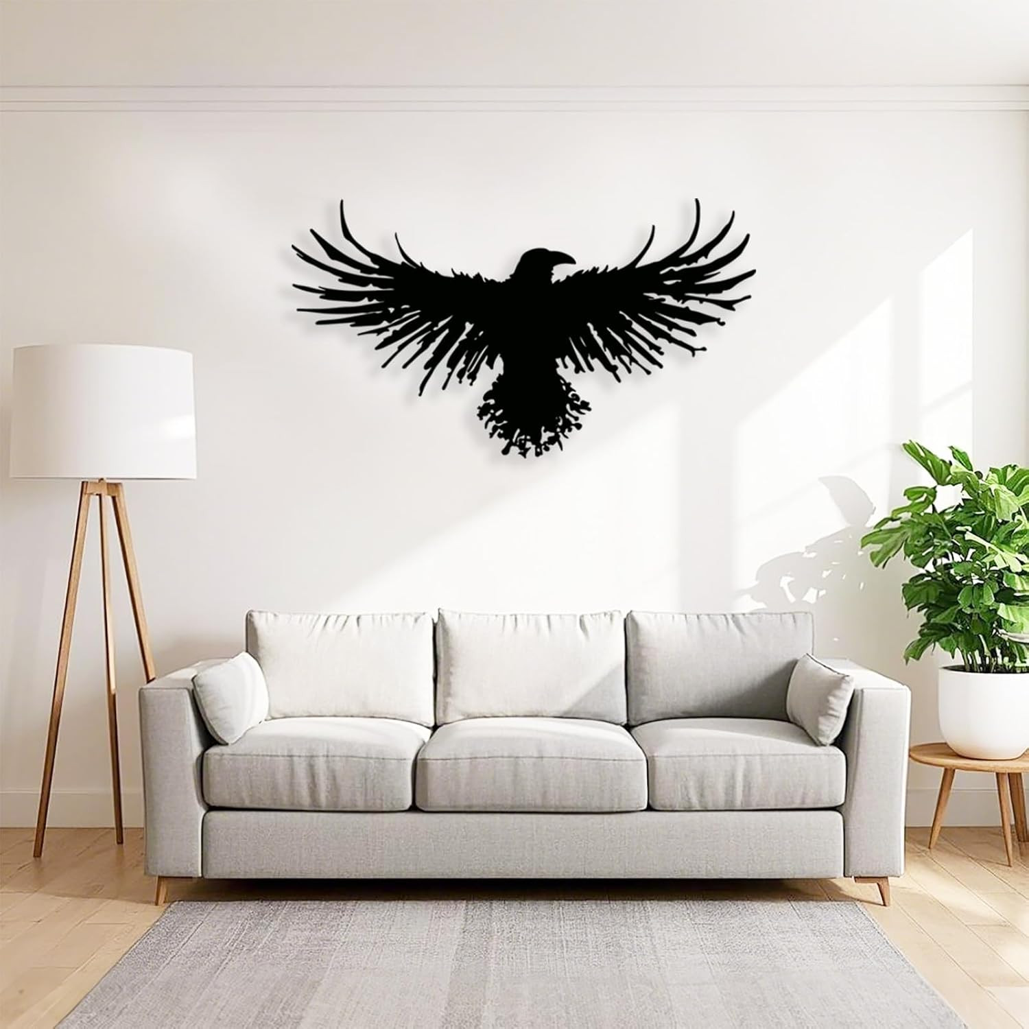 Metal Viking Raven Wall Art Norse Mythology Crow Wall Decor with Gothic