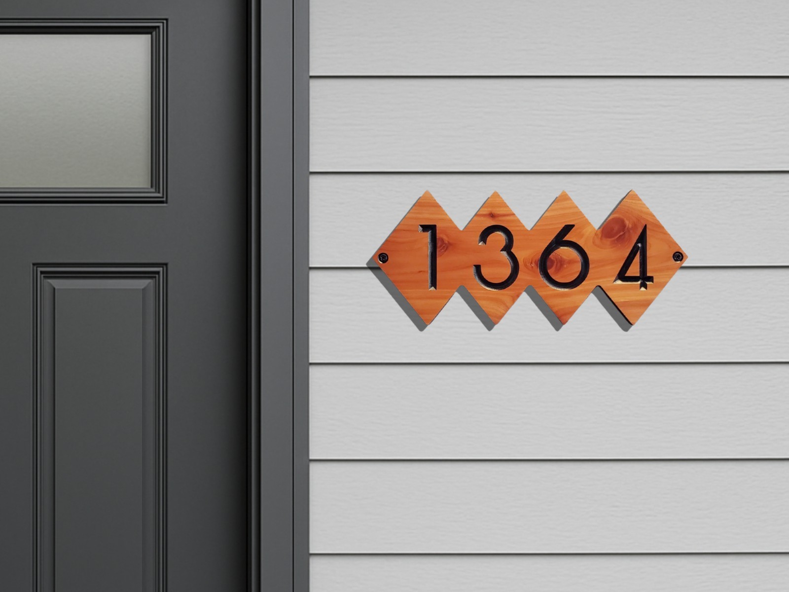 Custom House Address Sign Mid Century Modern Home Number Plaque Outdoor Wood MCM
