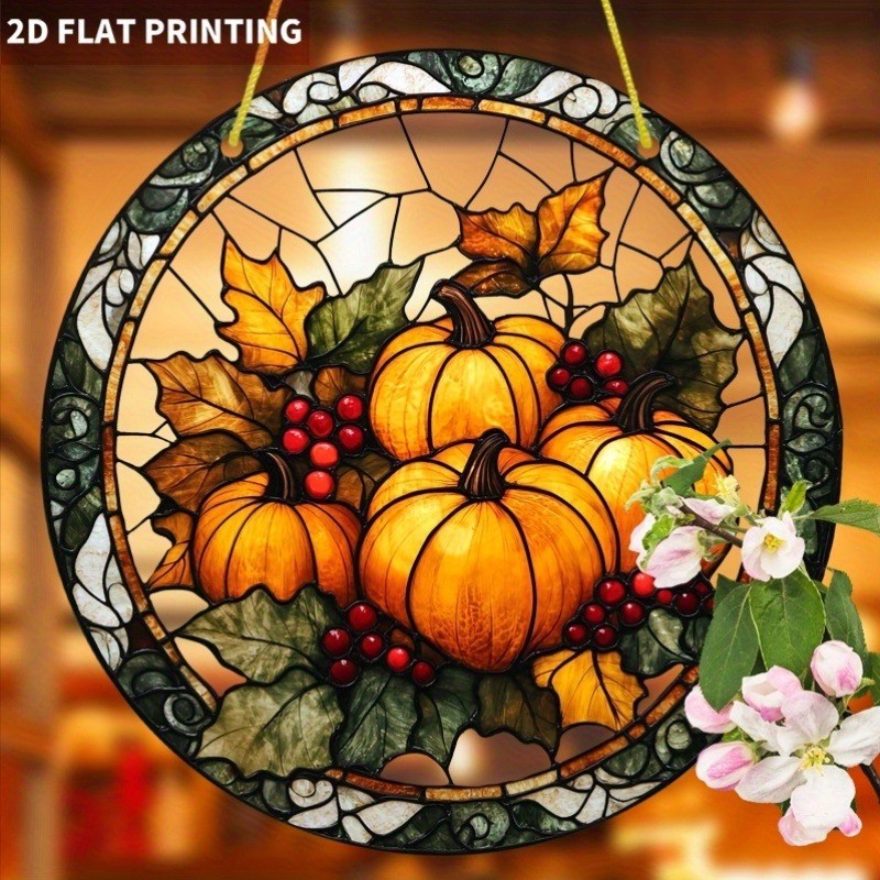Bohemian Autumn Harvest Sun Catcher 8*8in Round Acrylic Decor Gifts Halloween