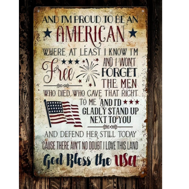 Vintage Patriotic American Quote Metal Sign Rustic USA Wall Decor