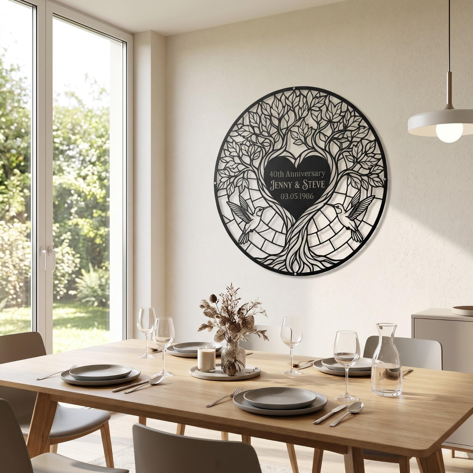Personalized Tree of Love Metal Sign, Anniversary Couple Wall Art Gift