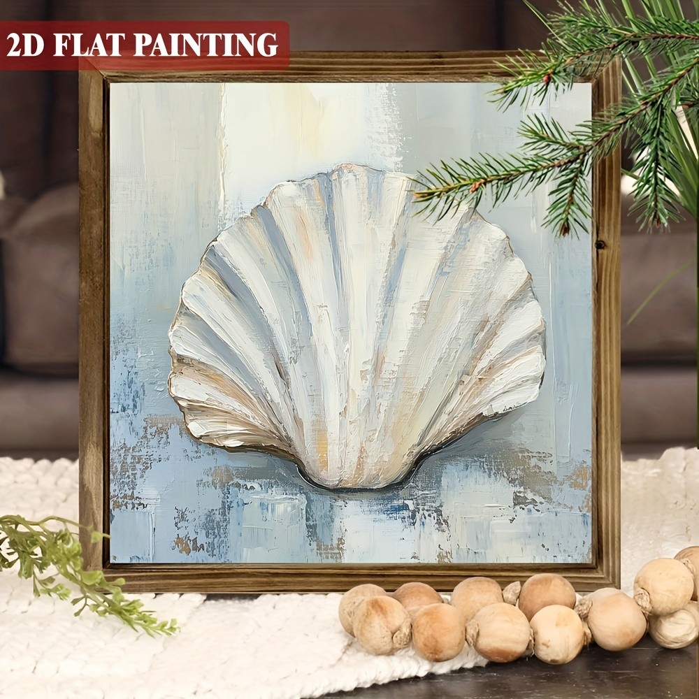 2D Rustic Blue Shell Watercolor Wood Sign Coastal Beach Decor Ocean Lovers’ Gift