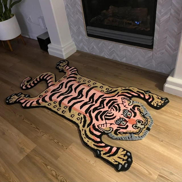 Tibetan Tiger Rugs 2×3 Feet Handmade 100% Woolen Hand Tufted For Home Decoration