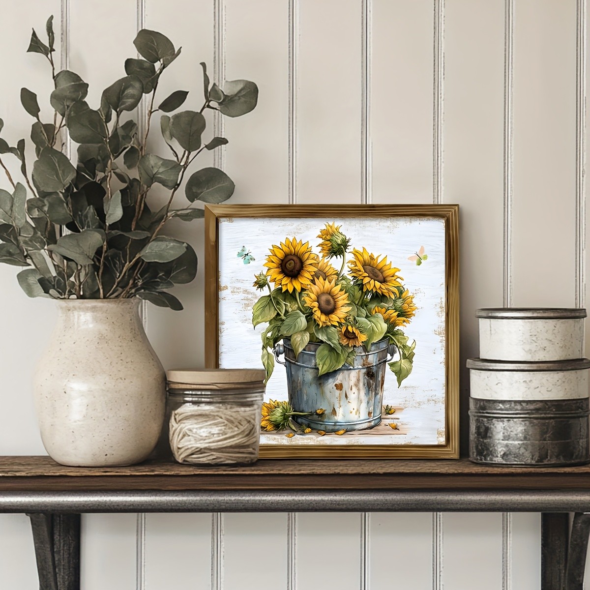 2D Wooden Sign Sunflower Art Deco Indoor Room Bedroom Desktop Shelves Wall Decor
