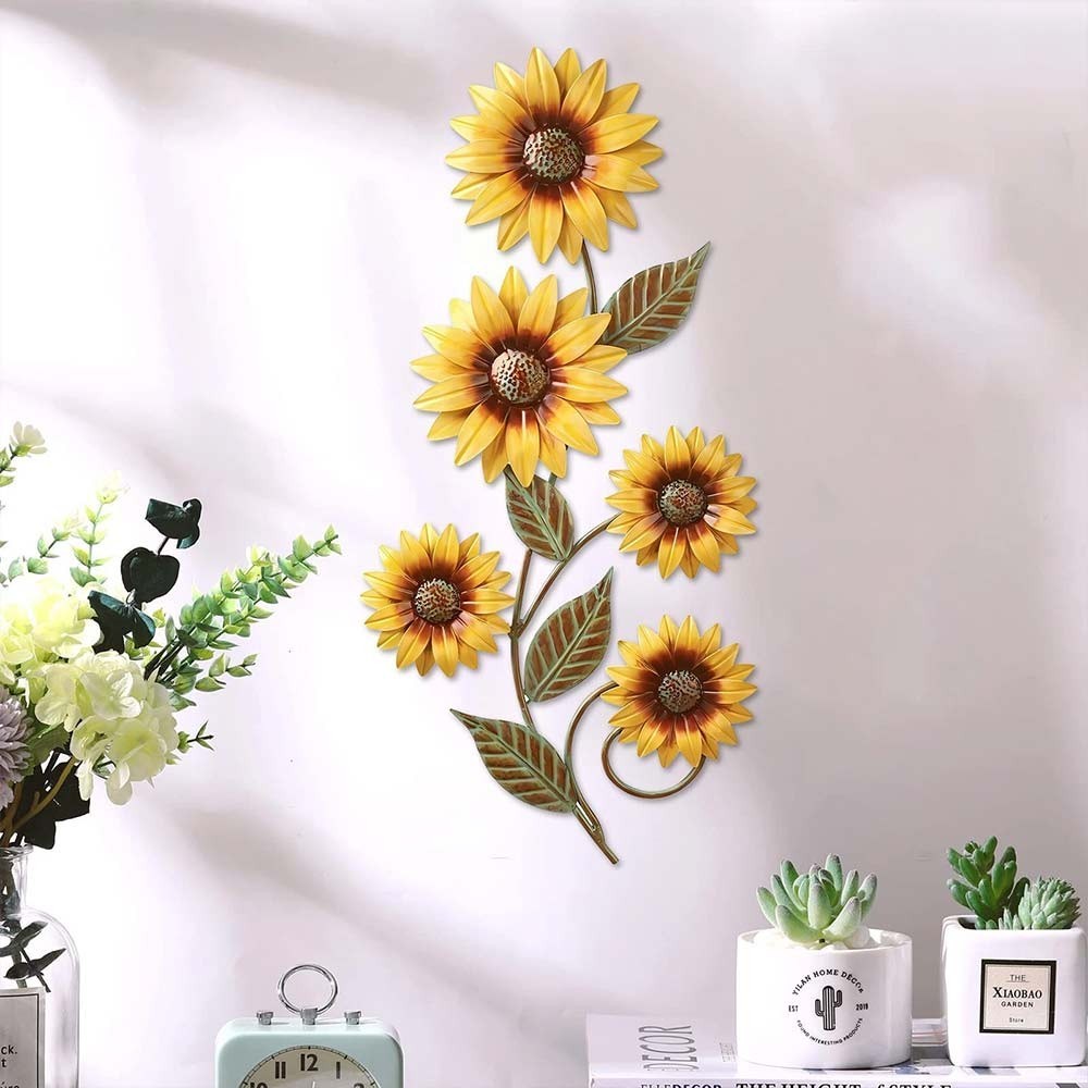 Metal Sunflower Wall Decorations Garden Wall Art Outdoor Indoors Floral Decor TL